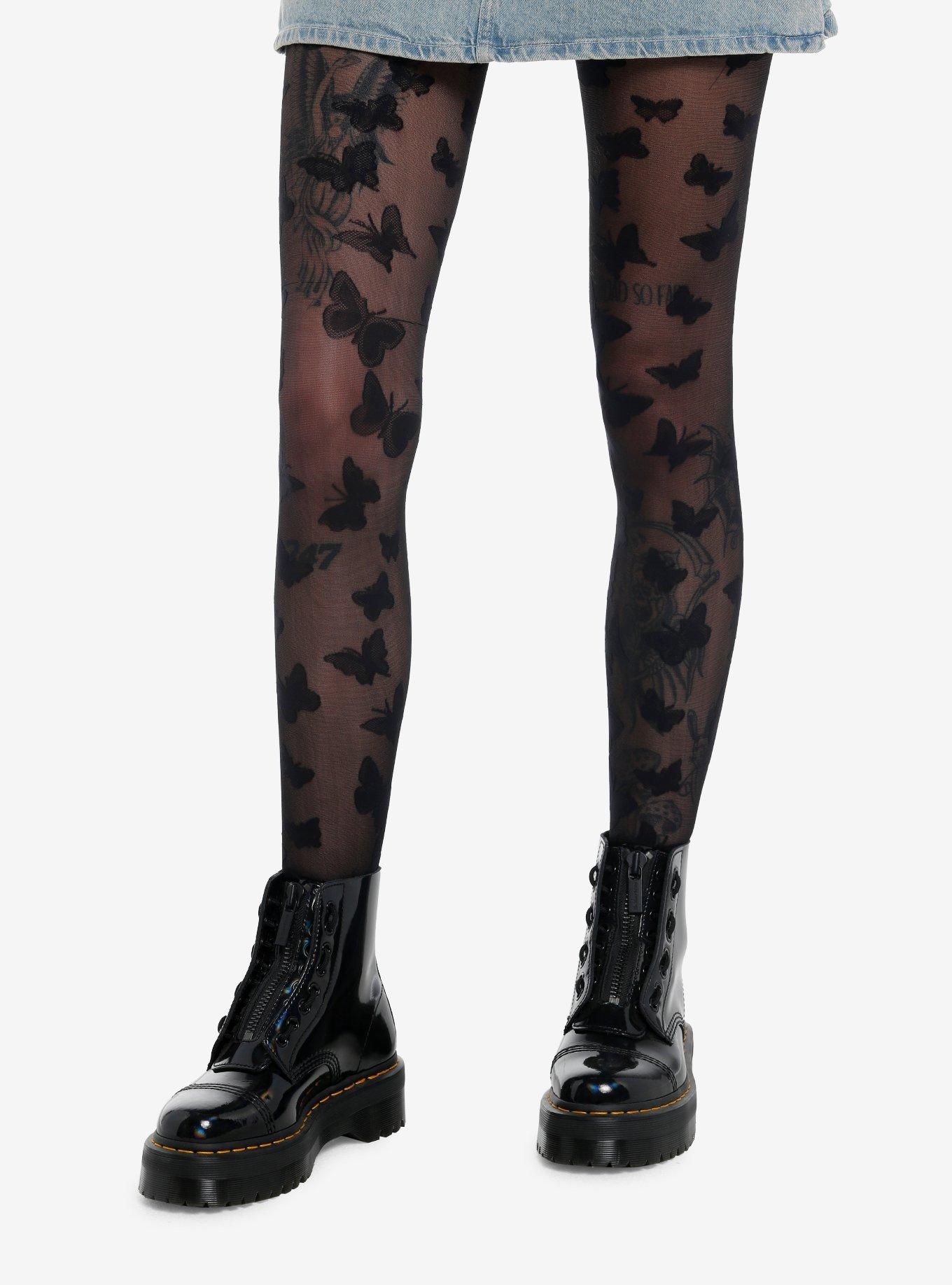 Black Butterfly Tights, , hi-res