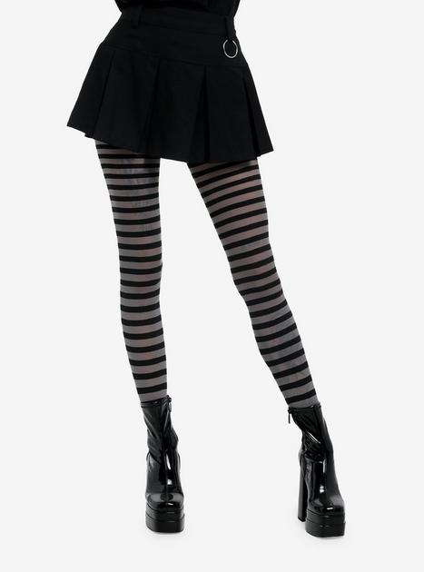 Black & Grey Stripe Tights | Hot Topic