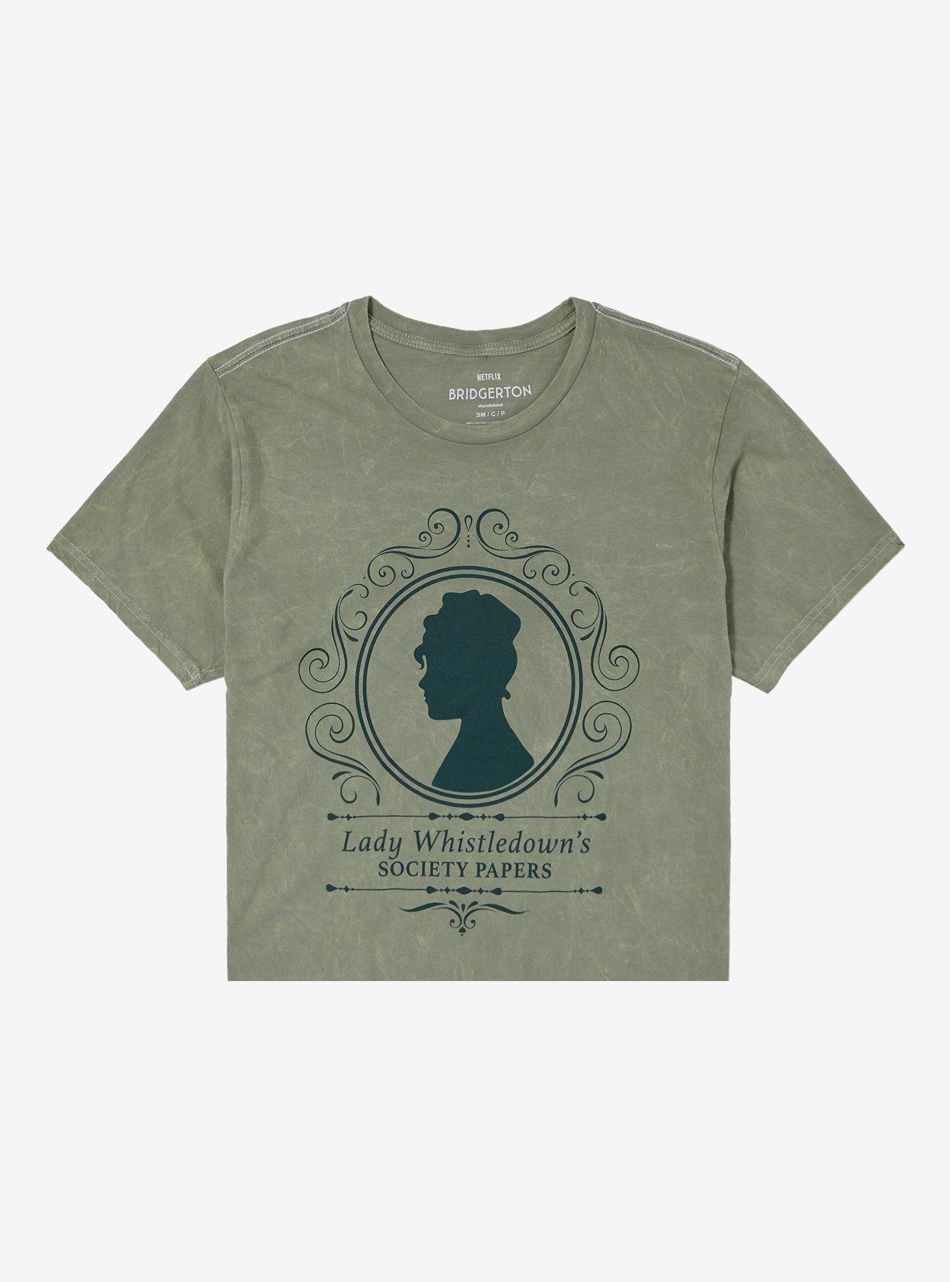 Bridgerton Lady Whistledown's Society Papers Girl Crop T-Shirt, GREEN, hi-res