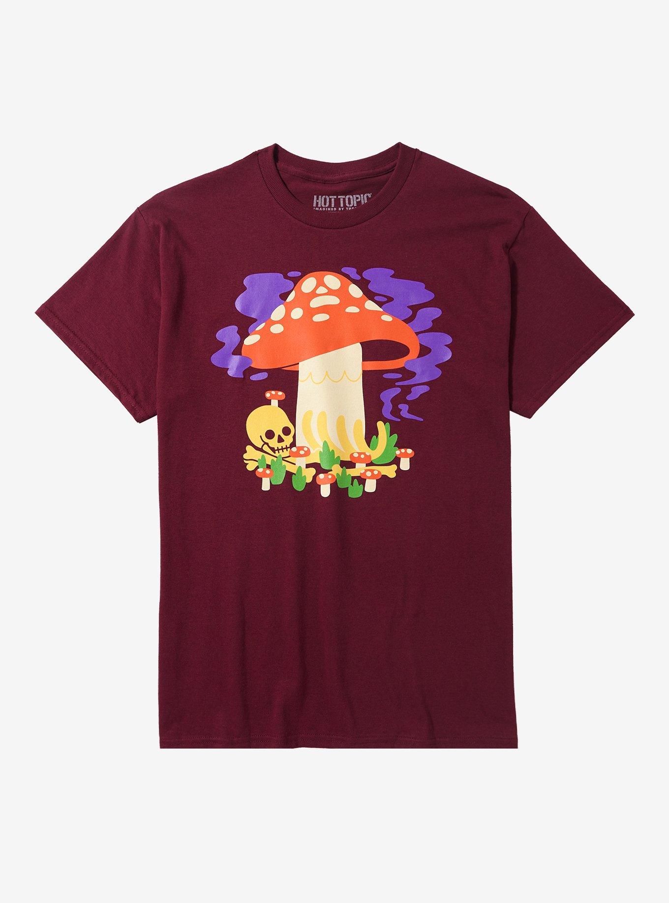Mushroom Skull Art T-Shirt By Obinsun, PLUM, hi-res