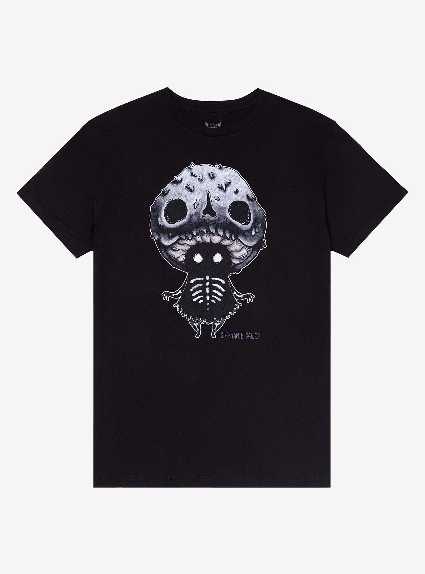 Skeleton Mushroom Creature T-Shirt By Guild Of Calamity, BLACK, hi-res
