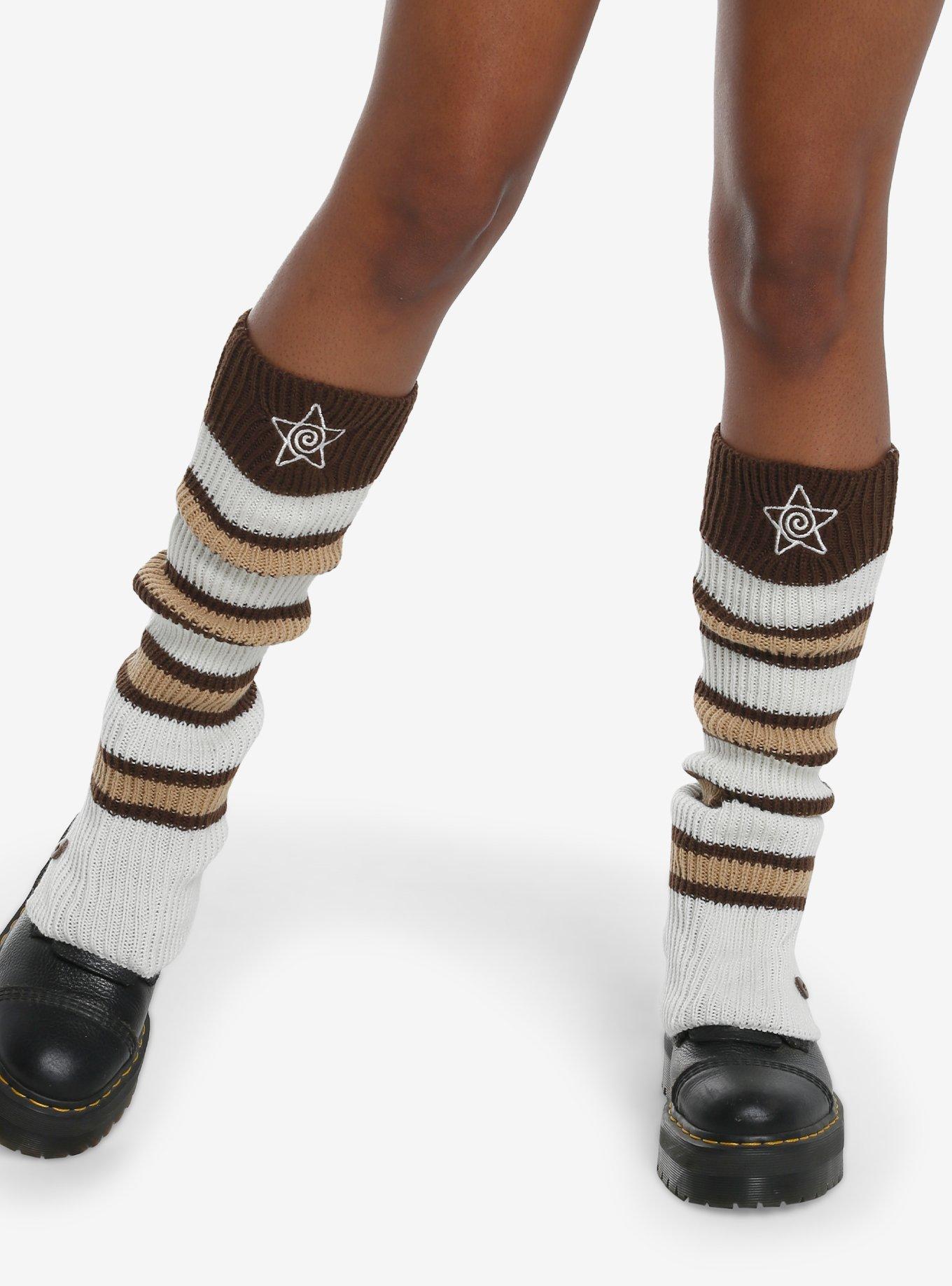 Brown Stripe Star Leg Warmers, , hi-res
