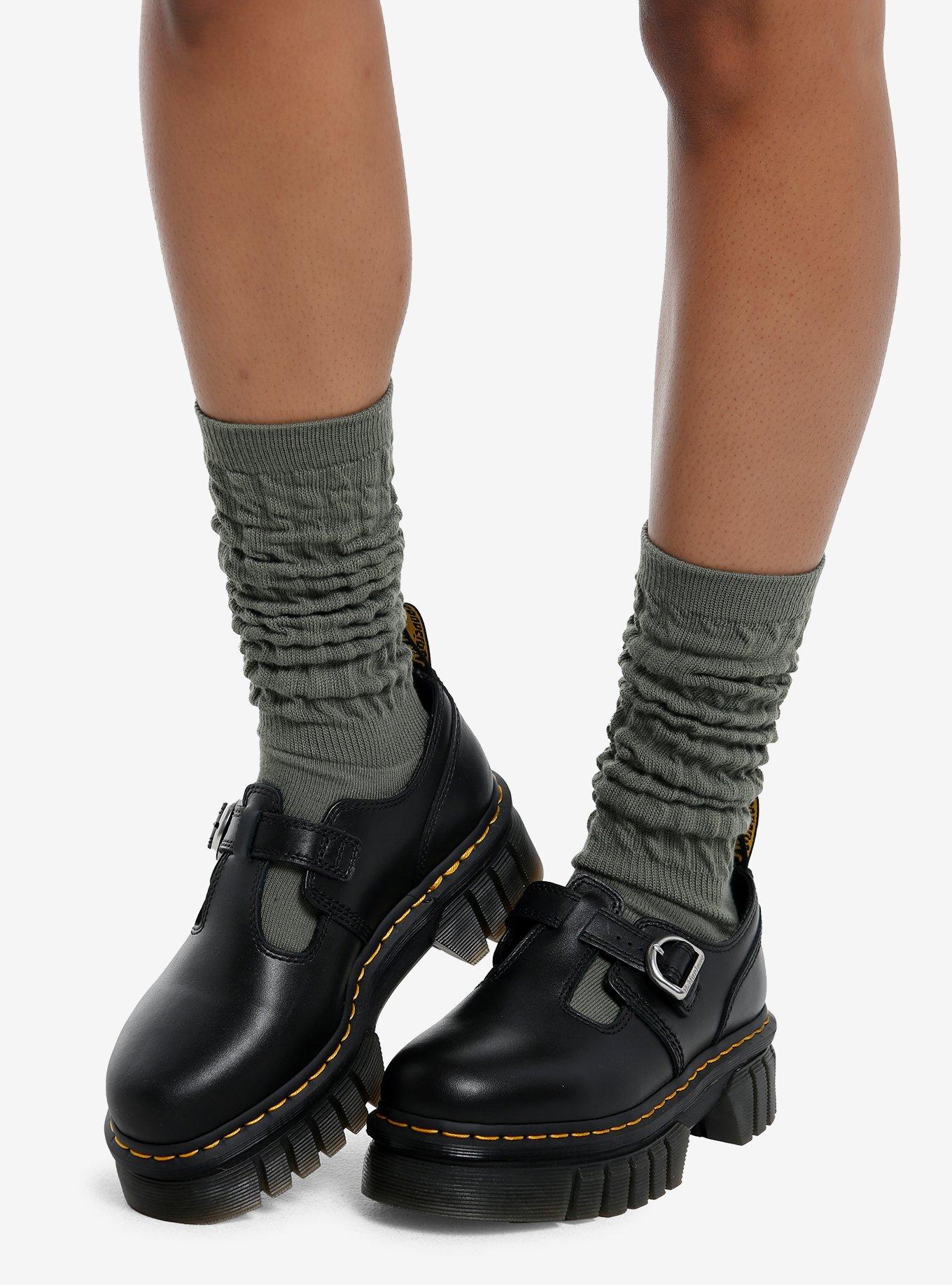Olive Slouch Knee-High Socks, , hi-res