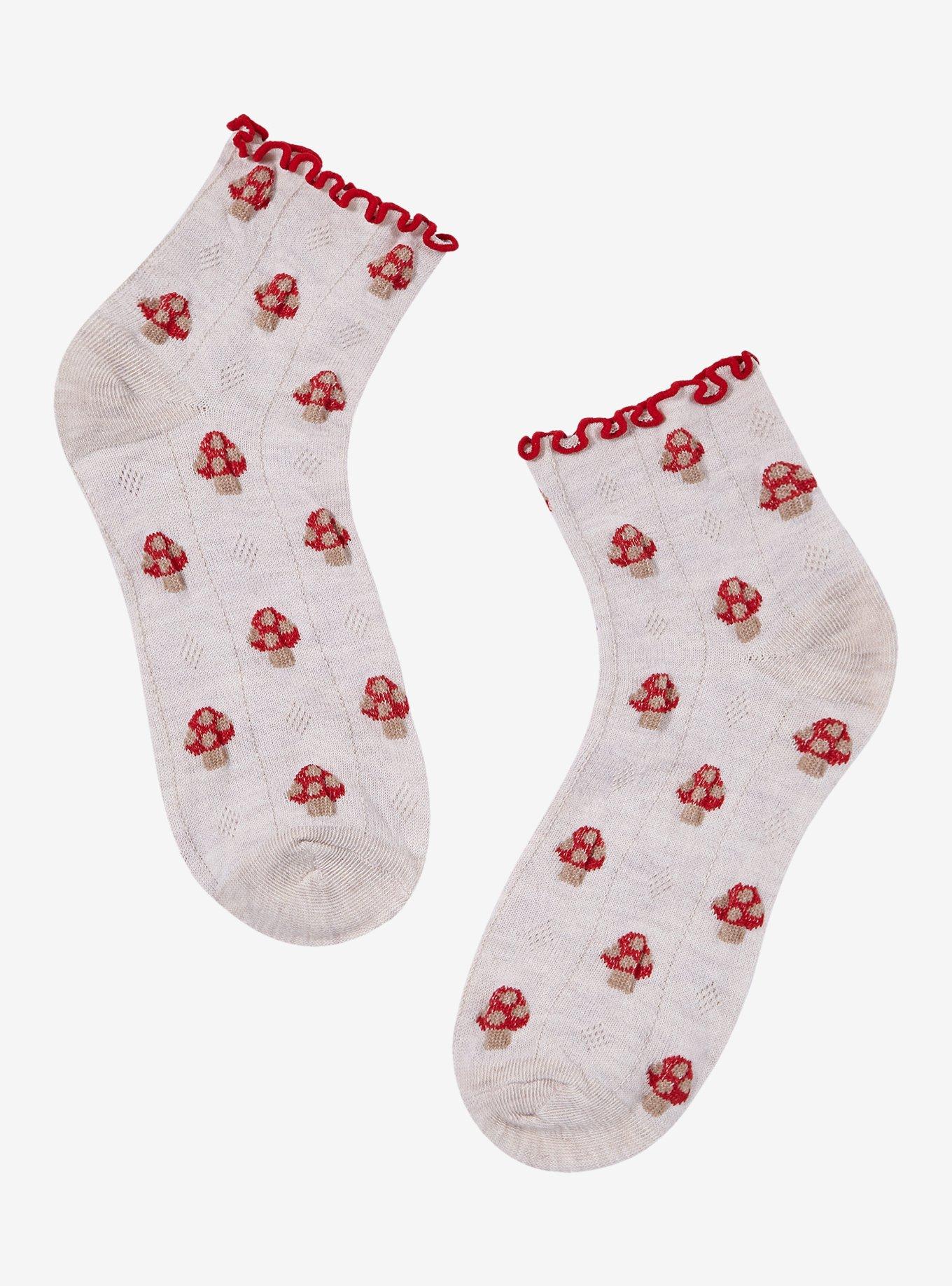 Mushroom Lettuce Trim Ankle Socks, , hi-res