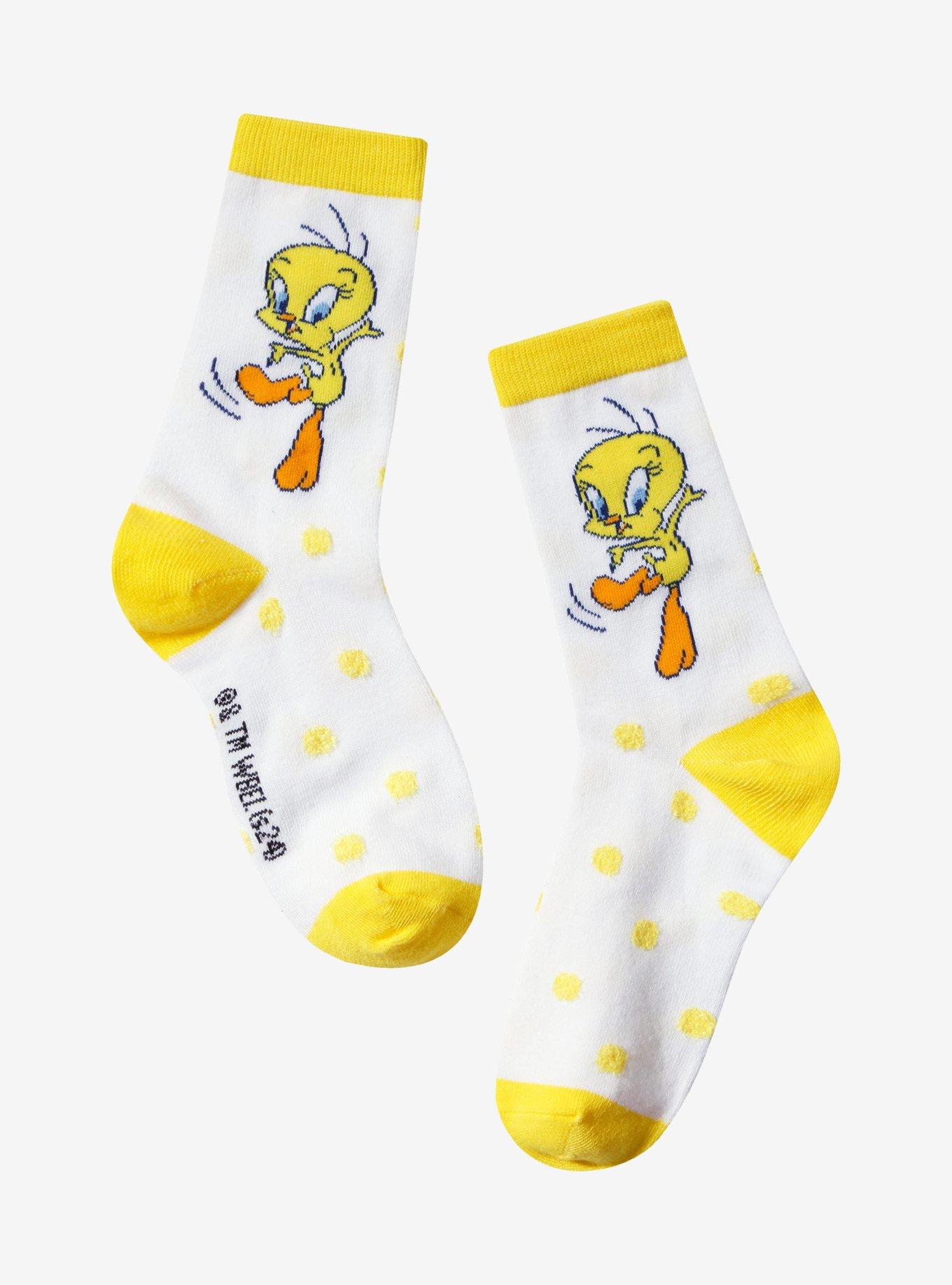 Looney Tunes Tweety Bird Polka Dot Crew Socks, , hi-res