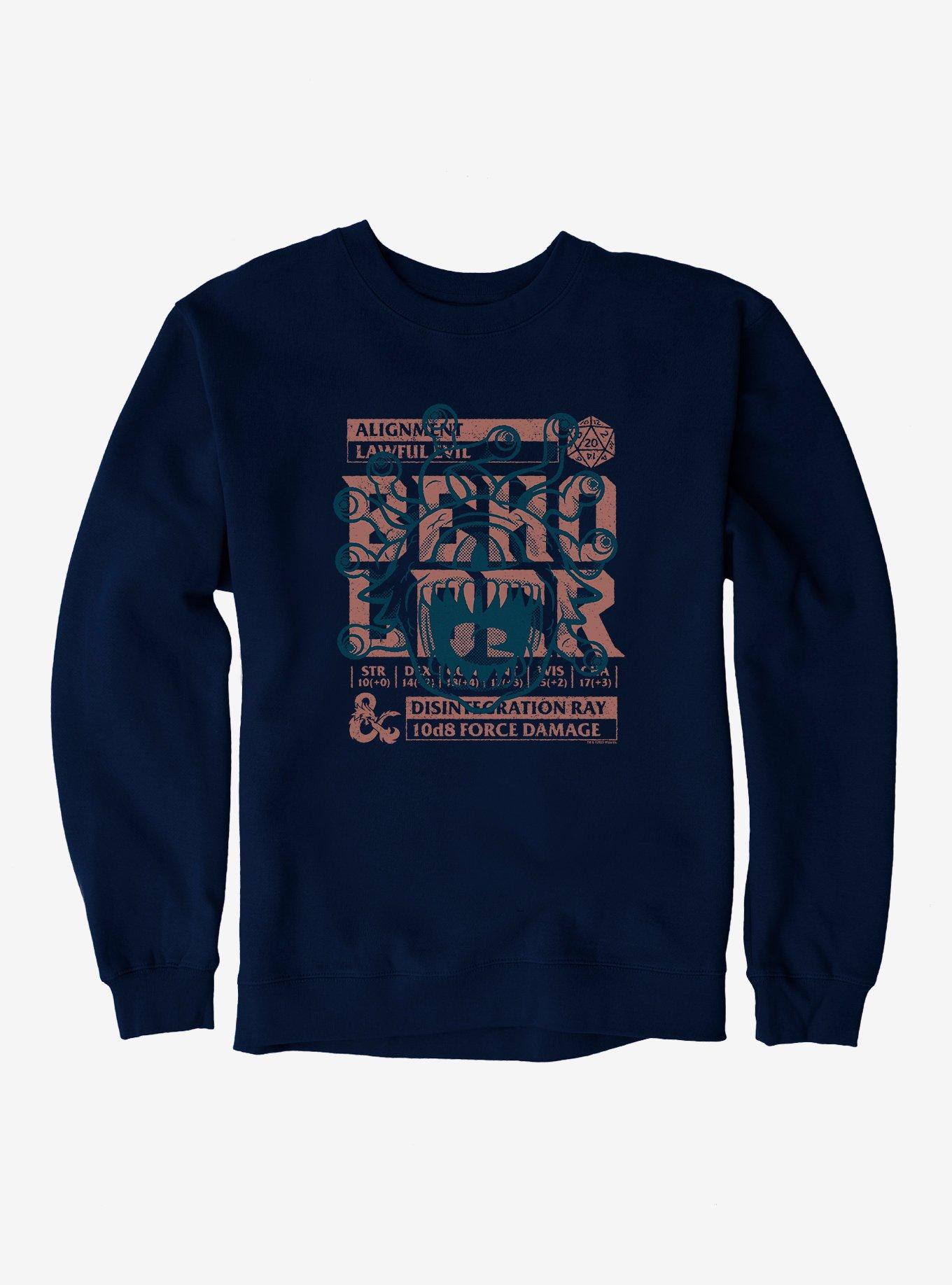 Dungeons & Dragons Beholder Stats Stamp Sweatshirt, NAVY, hi-res