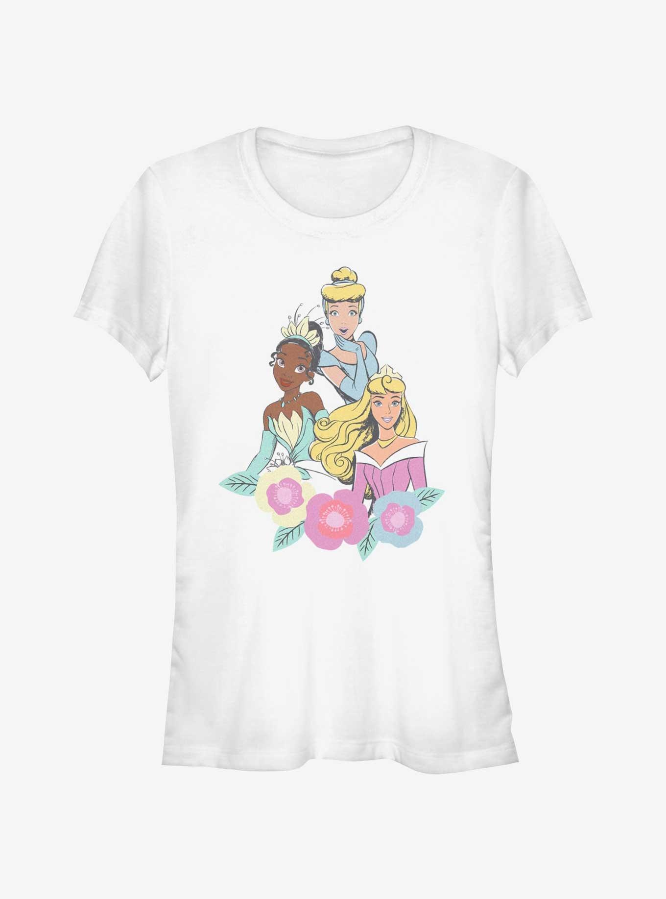 Disney Sleeping Beauty Tiana and Cinderella Group Pic Girls T-Shirt, WHITE, hi-res