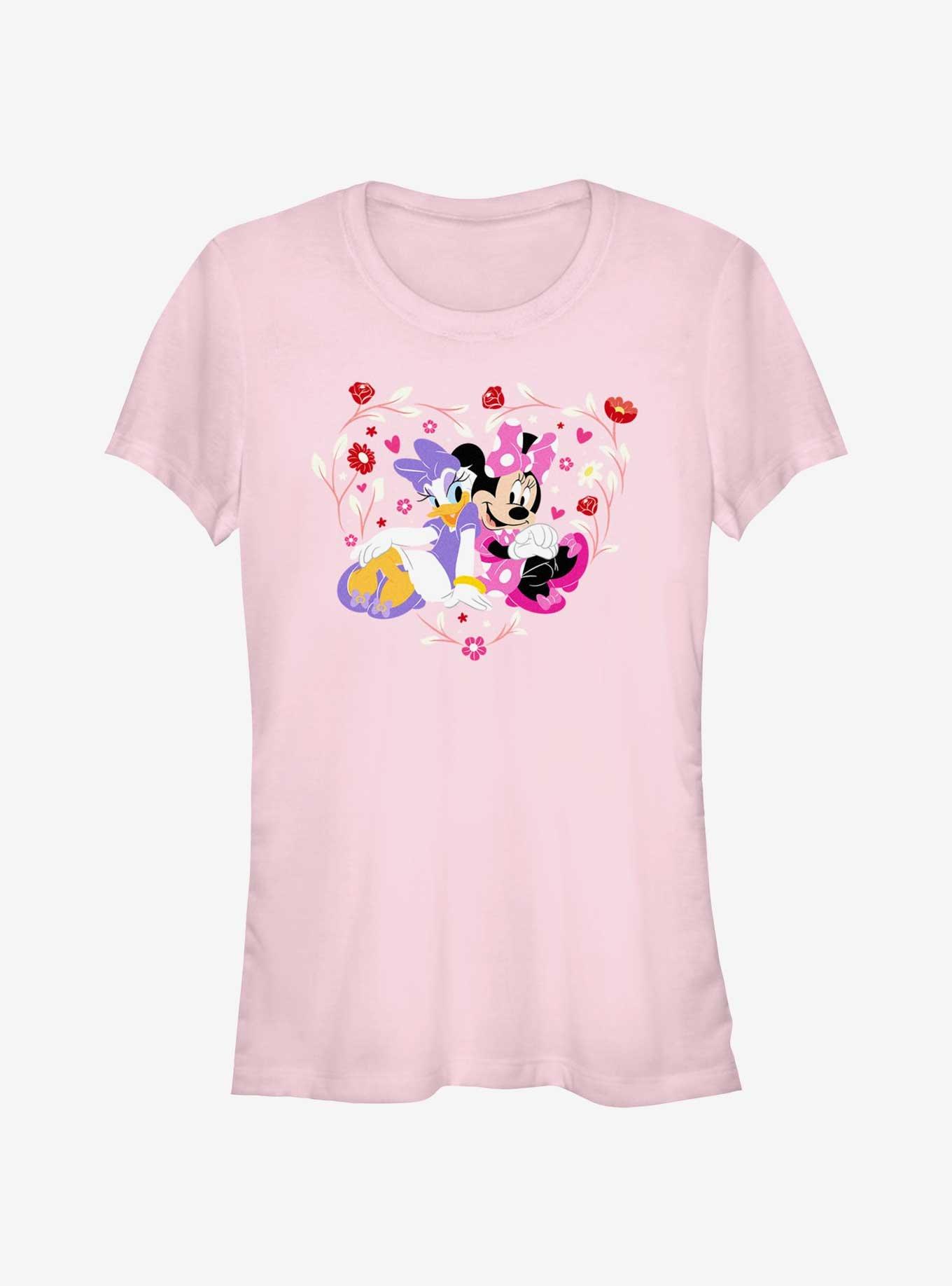 Disney Minnie Mouse & Daisy Duck Flowers Heart Girls T-Shirt, LIGHT PINK, hi-res