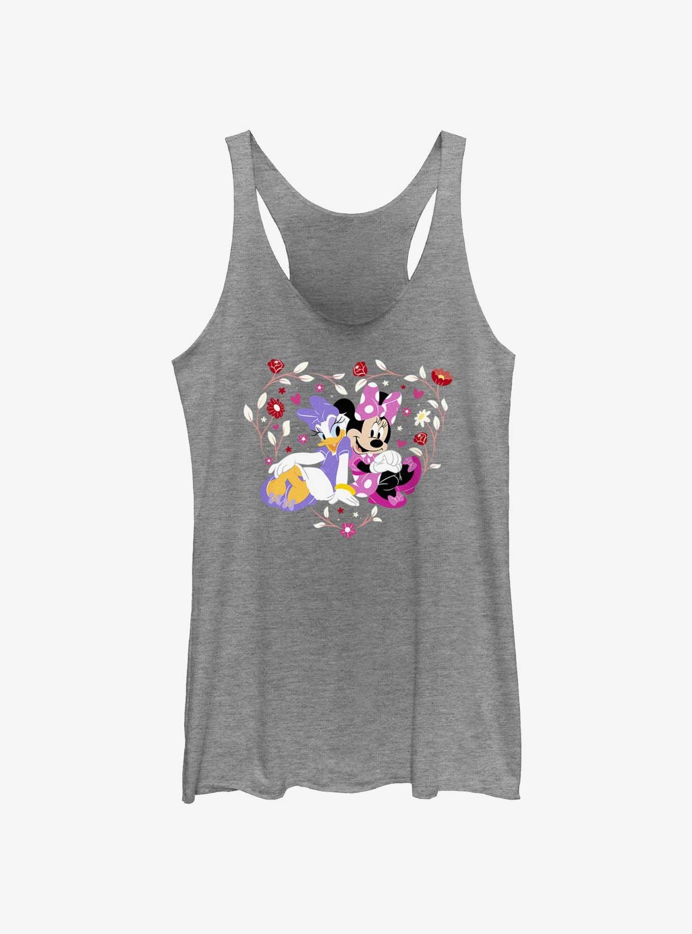Hot Topic Disney Minnie Mouse & Daisy Duck Flowers Heart Girls Tank Top