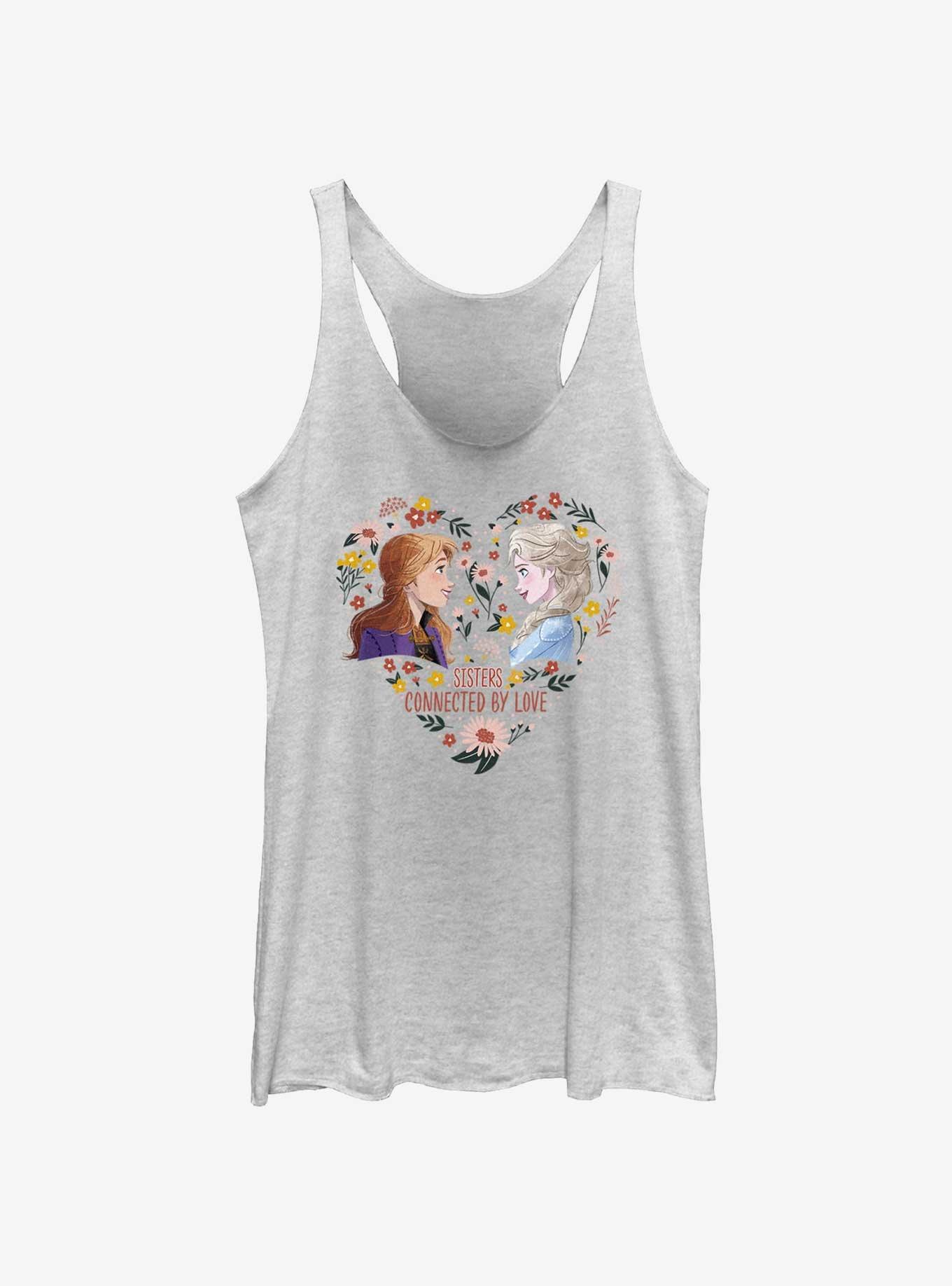 Disney Frozen Anna & Elsa Sisters Connected By Love Girls Tank, WHITE HTR, hi-res