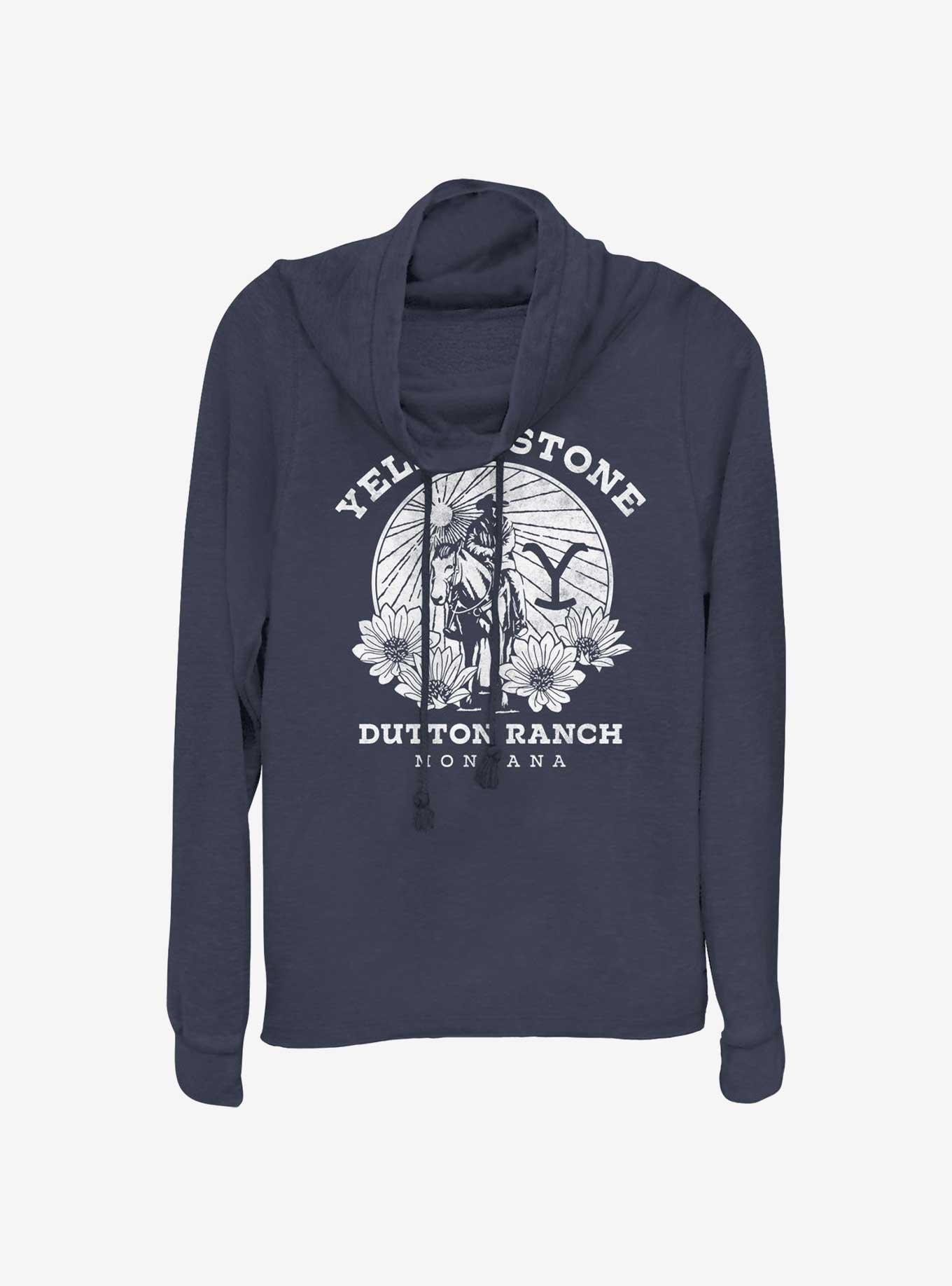 Yellowstone Dutton Ranch Sunset Girls Cowl Neck Long-Sleeve Top