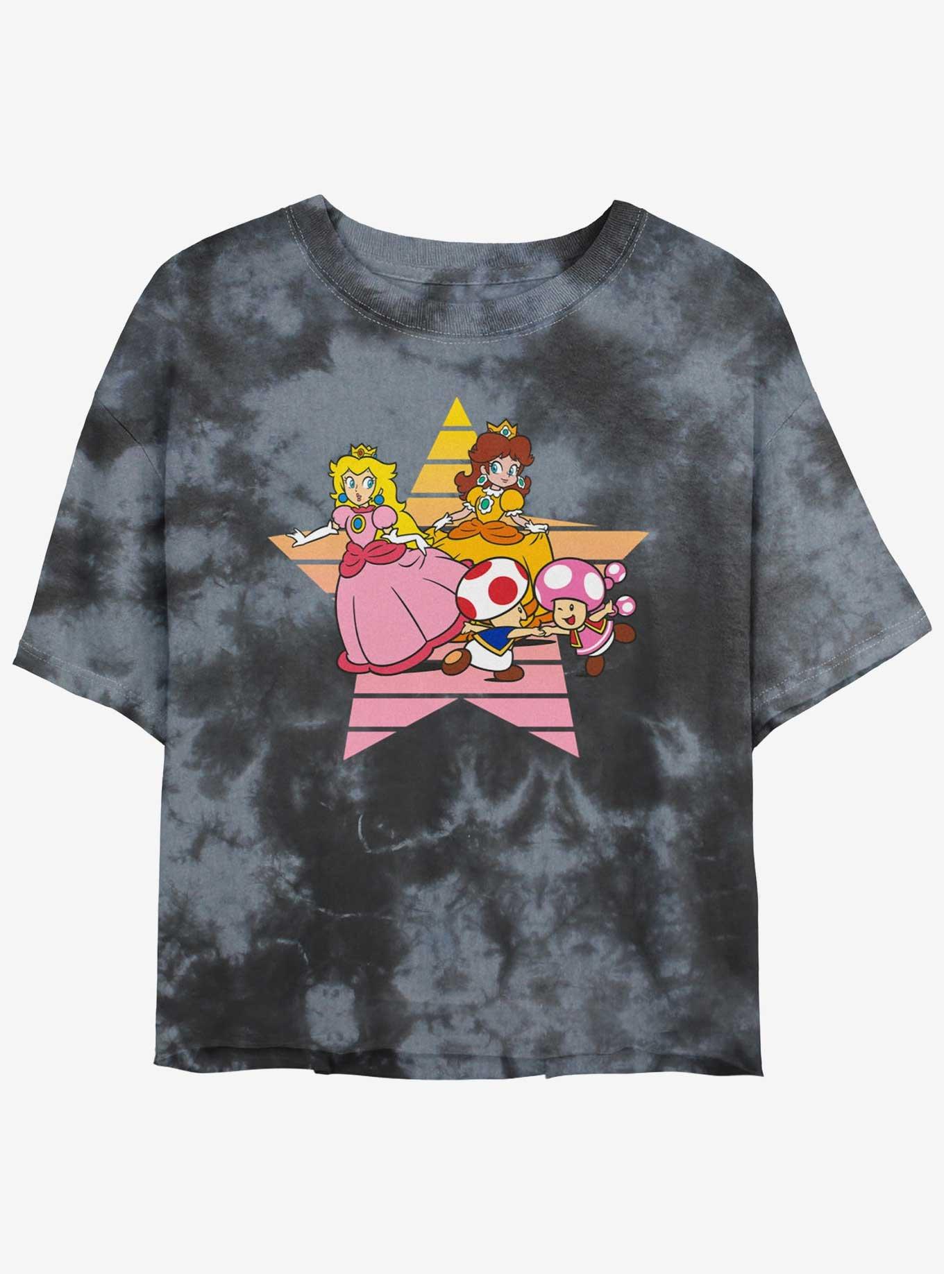 Nintendo Princess Peach & Daisy Star Girls Mineral Wash Crop T-Shirt