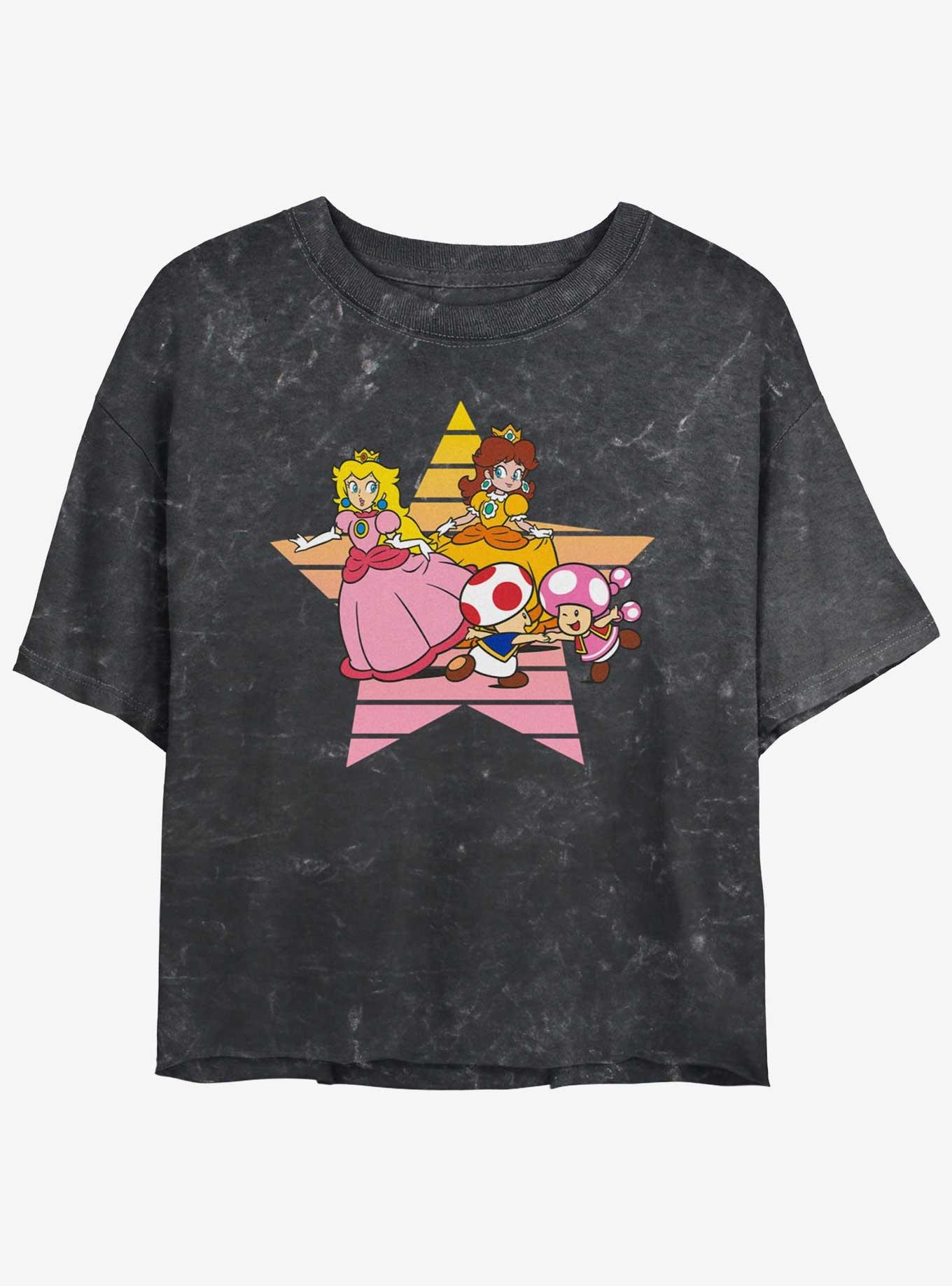 Nintendo Princess Peach & Daisy Star Girls Mineral Wash Crop T-Shirt