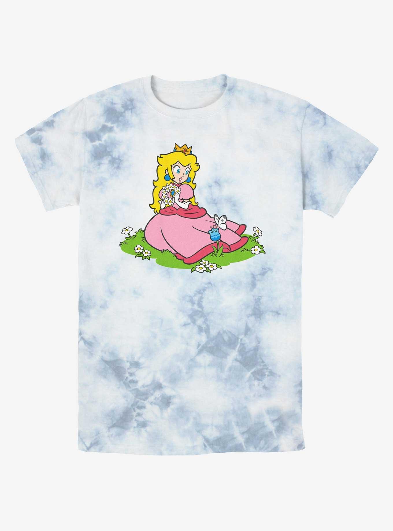 Nintendo Peach And A Butterfly Girls Tie-Dye Crop T-Shirt, , hi-res