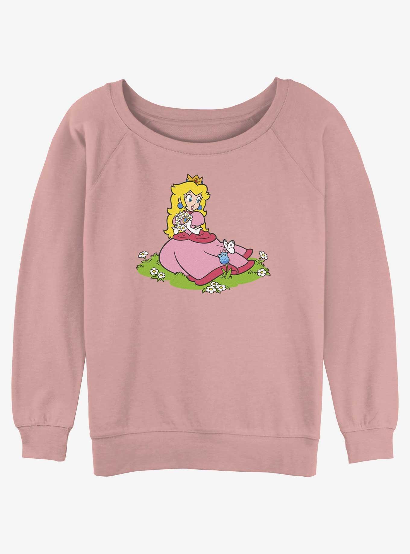 Nintendo Peach And A Butterfly Girls Slouchy Sweatshirt, , hi-res