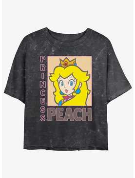 Nintendo Framed Princess Peach Girls Mineral Wash Crop T-Shirt, , hi-res