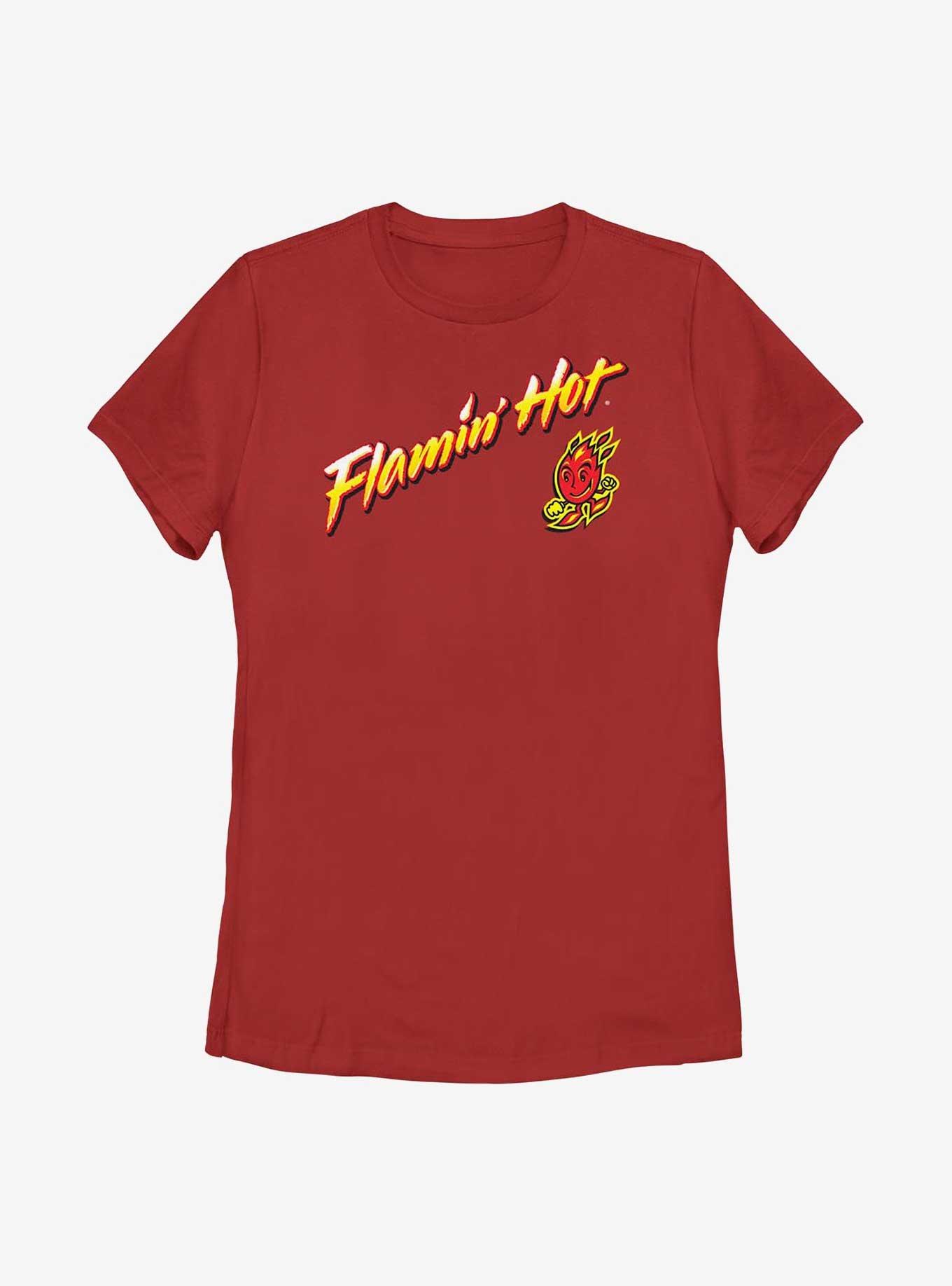 Cheetos Flamin Hot Logo Mascot Womens T-Shirt, RED, hi-res