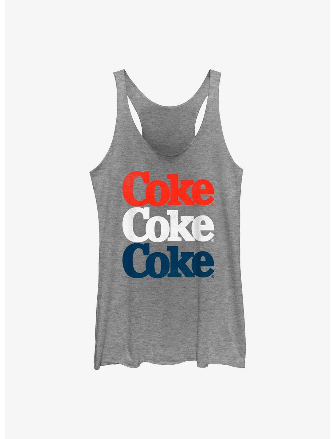 Coca-Cola Coke Americana Three Stack Womens Tank Top, GRAY HTR, hi-res