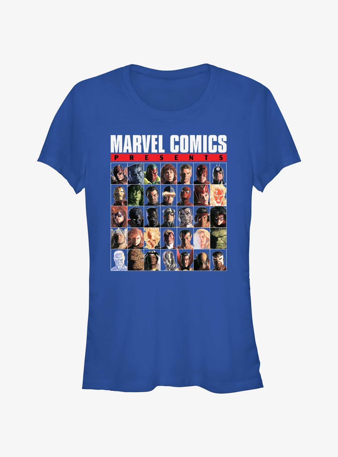 Marvel Comics Avengers Characters Girls T-Shirt, ROYAL, hi-res
