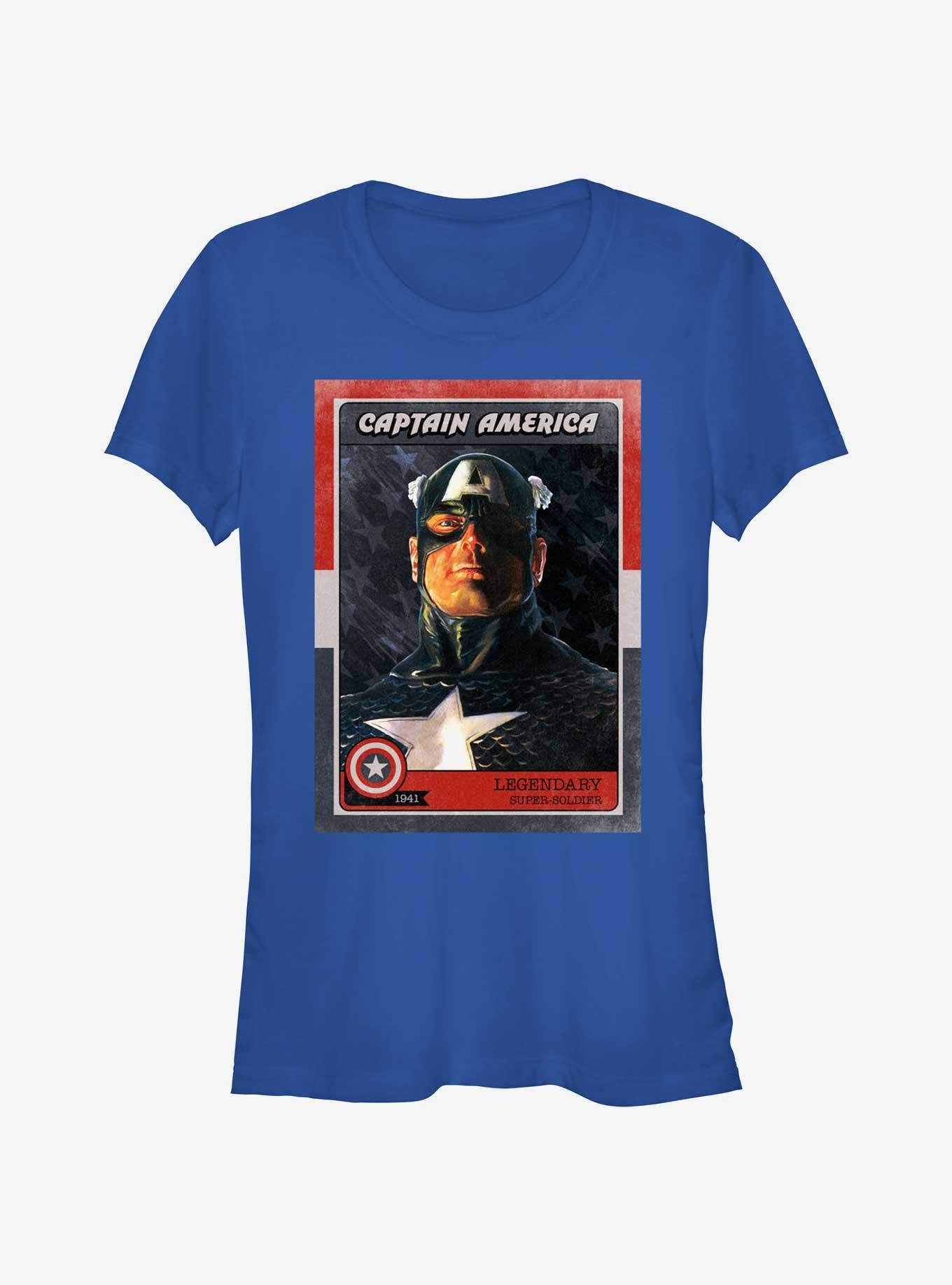 Marvel Captain America Bust Girls T-Shirt, ROYAL, hi-res