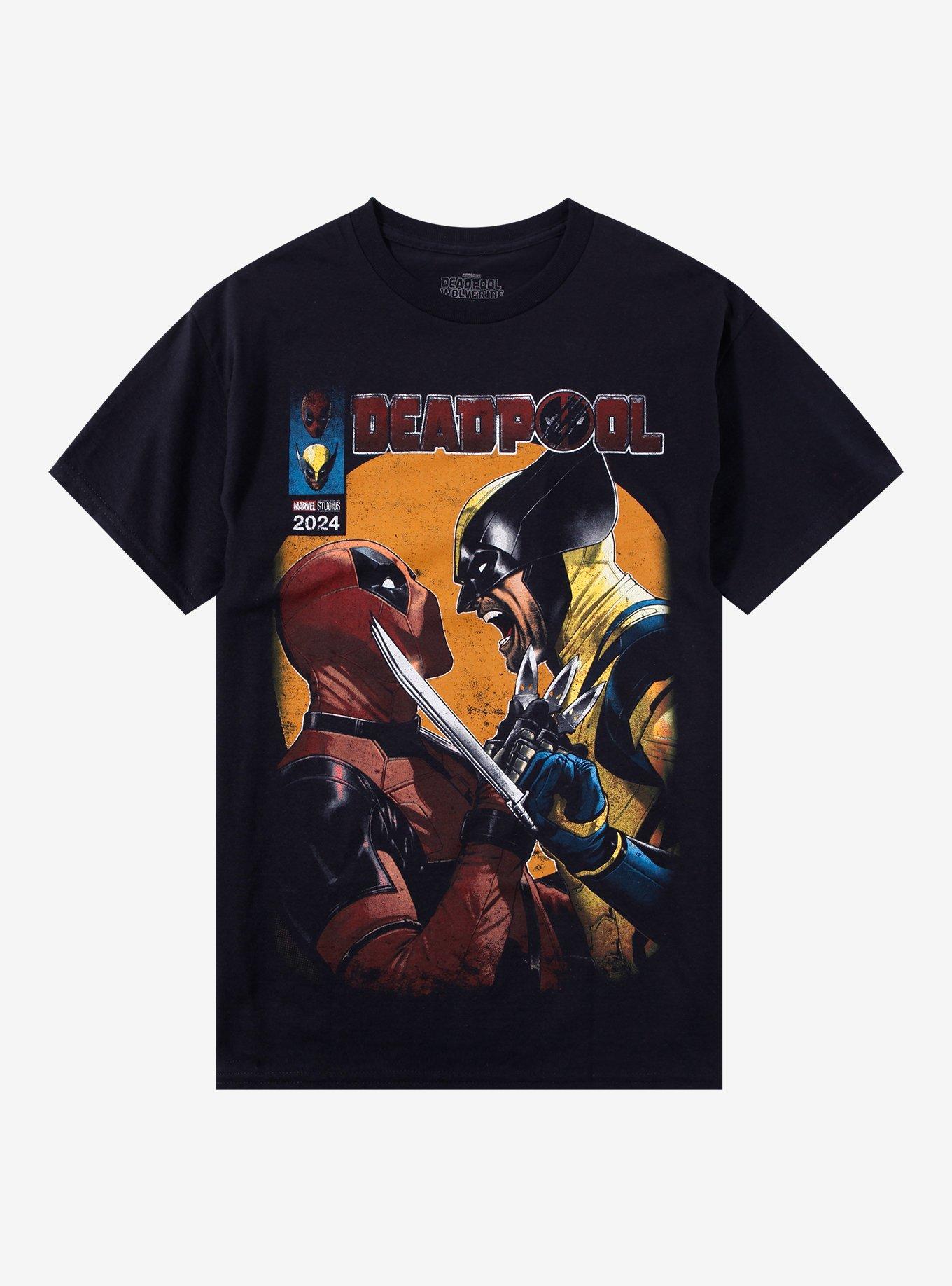 Marvel Deadpool & Wolverine Face-Off Comic T-Shirt, BLACK, hi-res