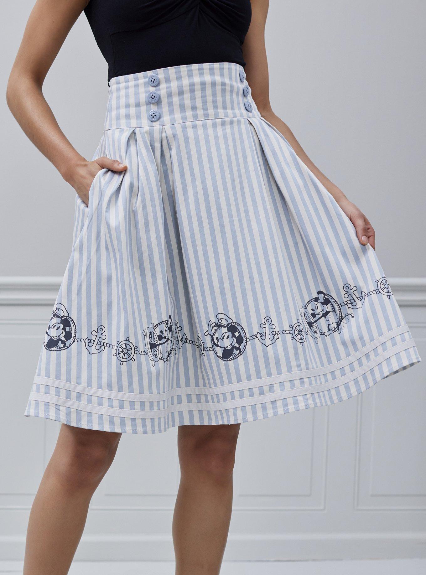 Her Universe Disney Steamboat Willie Icons Stripe Retro Skirt Her Universe Exclusive, , hi-res