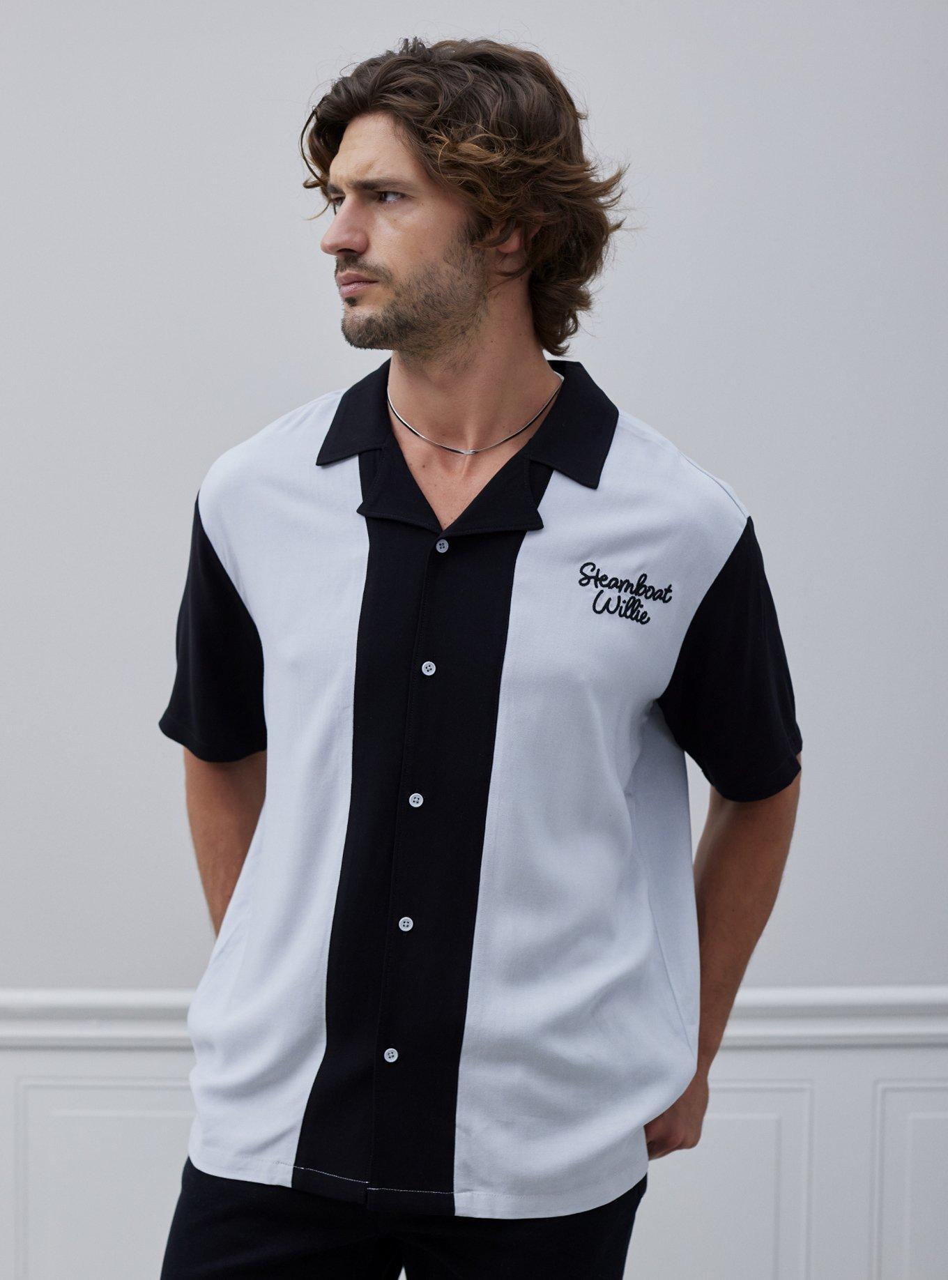 Our Universe Disney Steamboat Willie Color-Block Bowling Woven Button-Up Our Universe Exclusive 