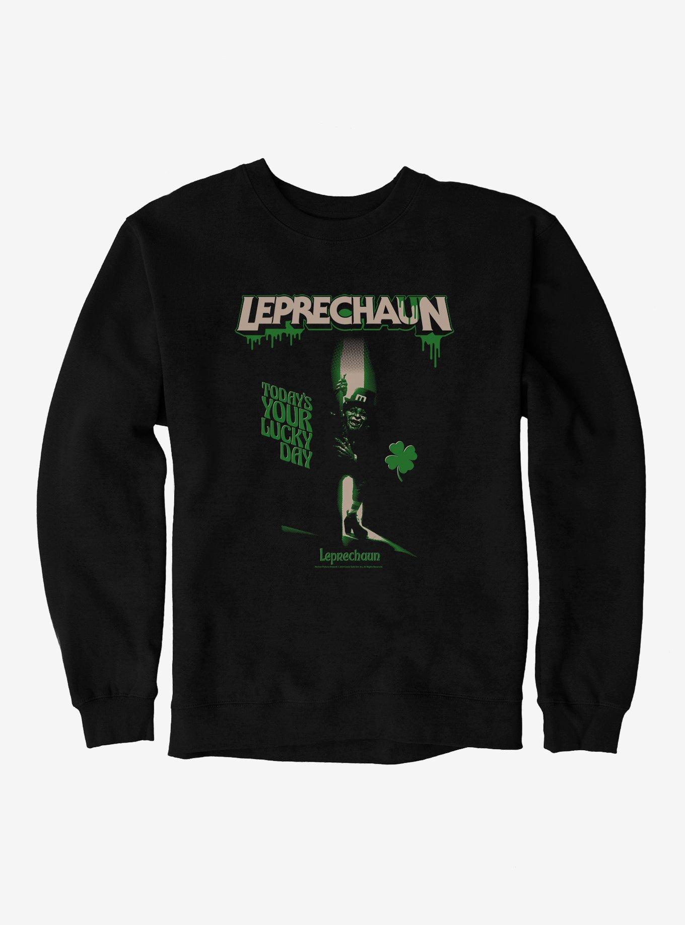Leprechaun Lucky Day Clover Sweatshirt, BLACK, hi-res