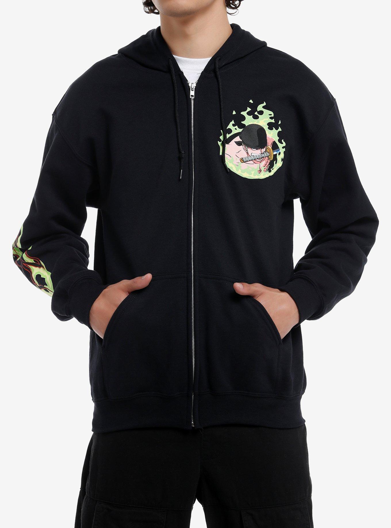 【THE MOZZ】Ellie Half-Zip Hood One Piece One Piece Zoro King Of Hell Hoodie | Hot Topic