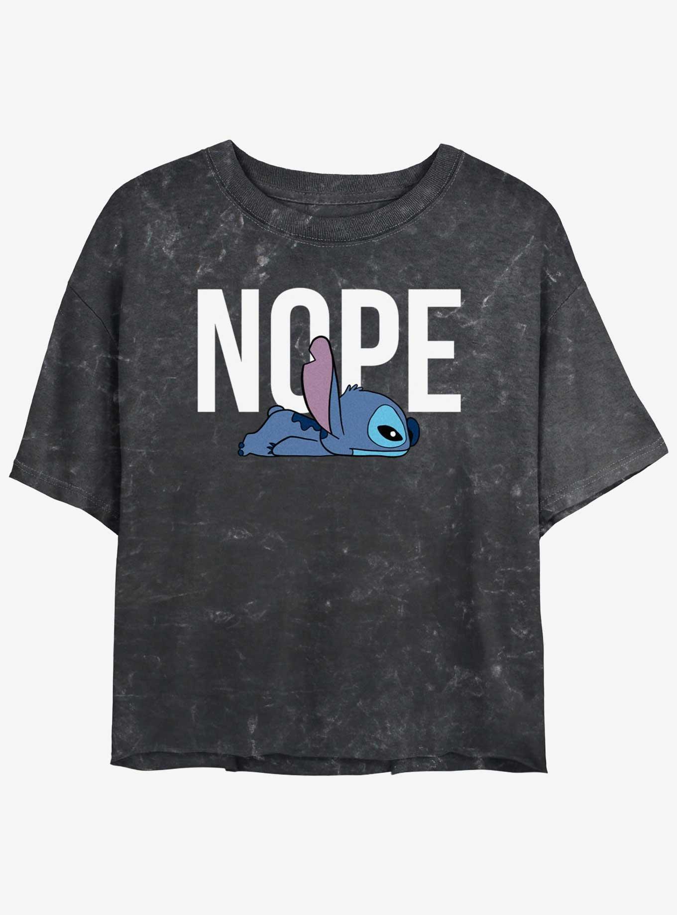 Disney Lilo & Stitch Nope Stitch Girls Mineral Wash Crop T-Shirt, , hi-res