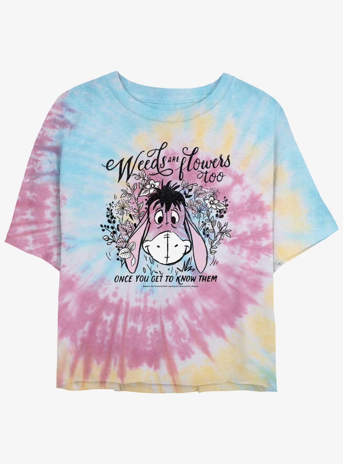 Disney Winnie The Pooh Eeyore Weeds Are Flowers Too Girls Tie-Dye Crop T-Shirt, , hi-res