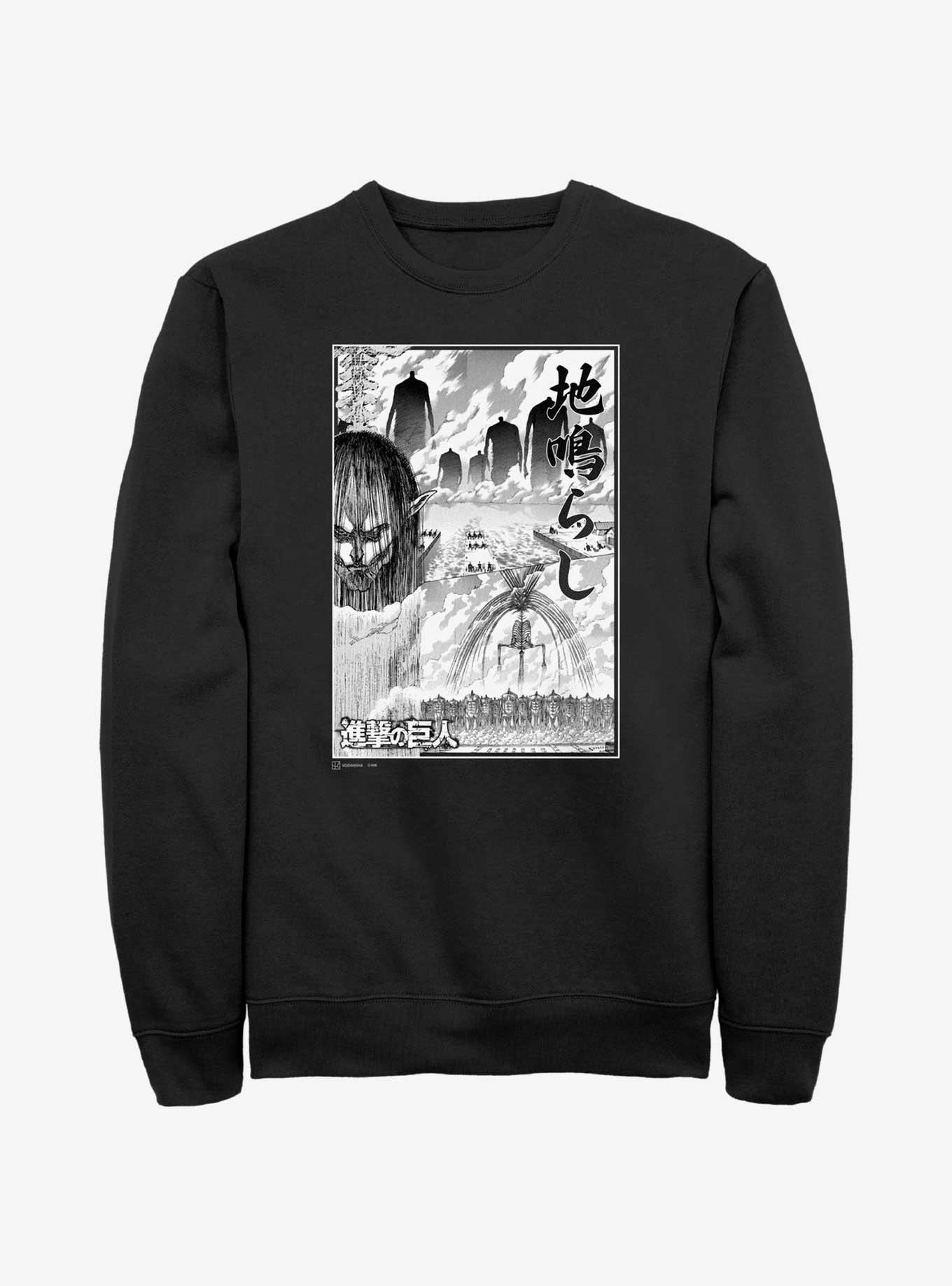 Attack on Titan The Rumbling Poster Sweatshirt, BLACK, hi-res