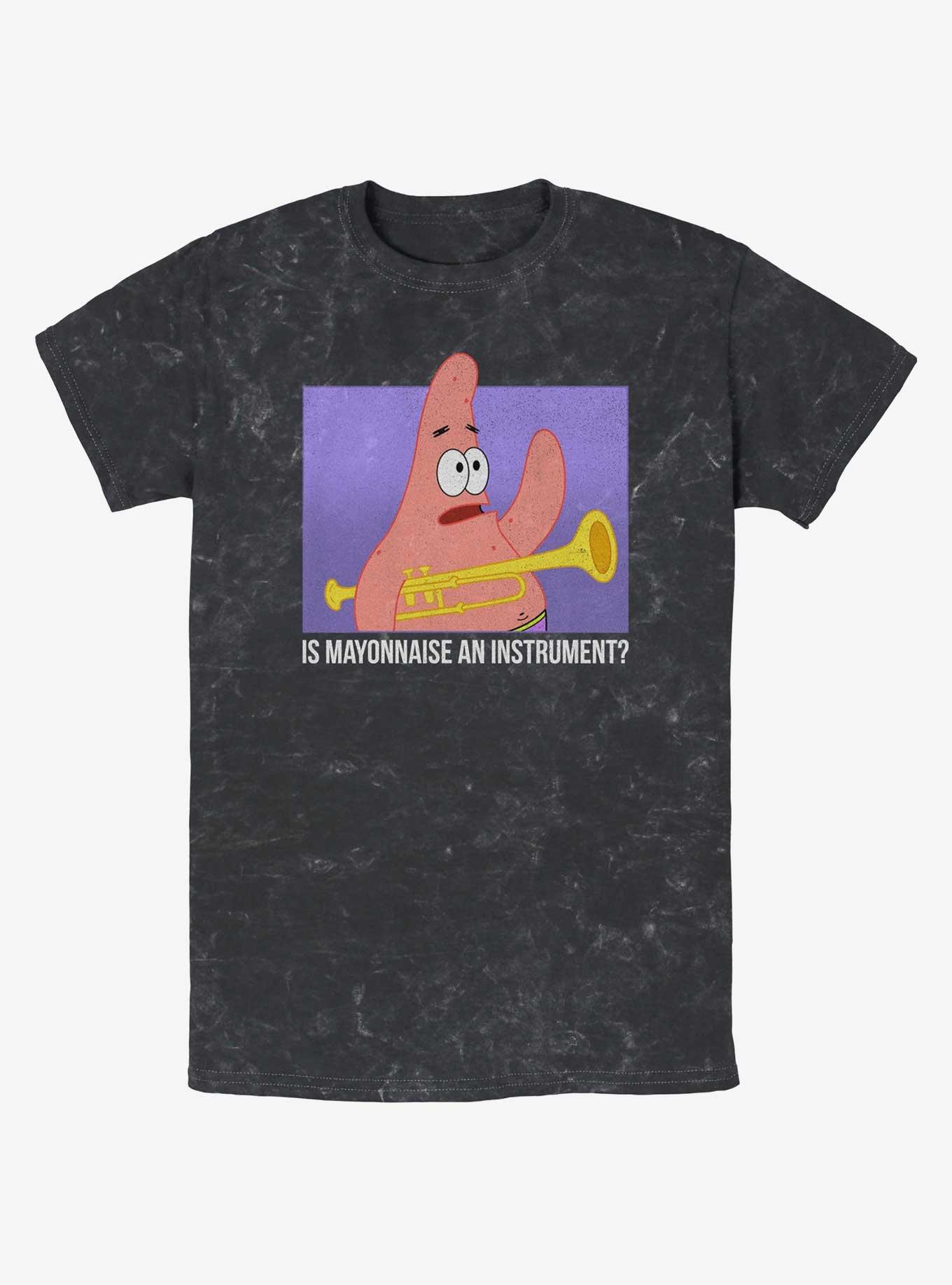 SpongeBob SquarePants Patrick Is Mayonnaise An Instrument Mineral Wash T-Shirt, BLACK, hi-res