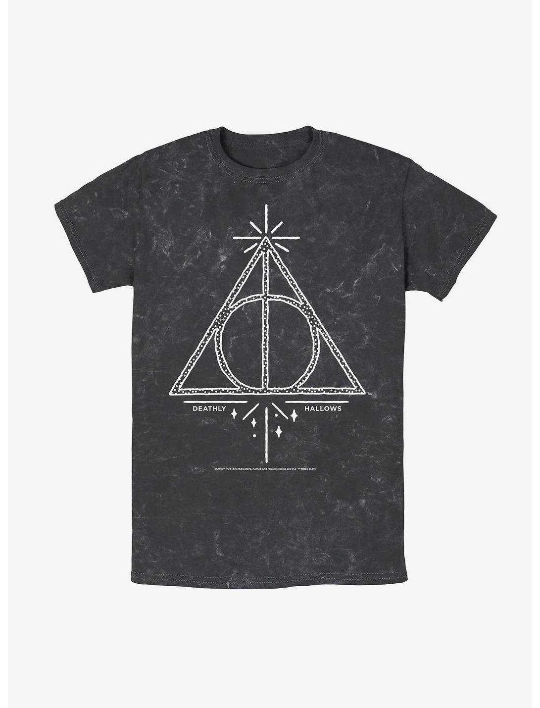 Harry Potter Deathly Hallows Symbol Mineral Wash T-Shirt, BLACK, hi-res
