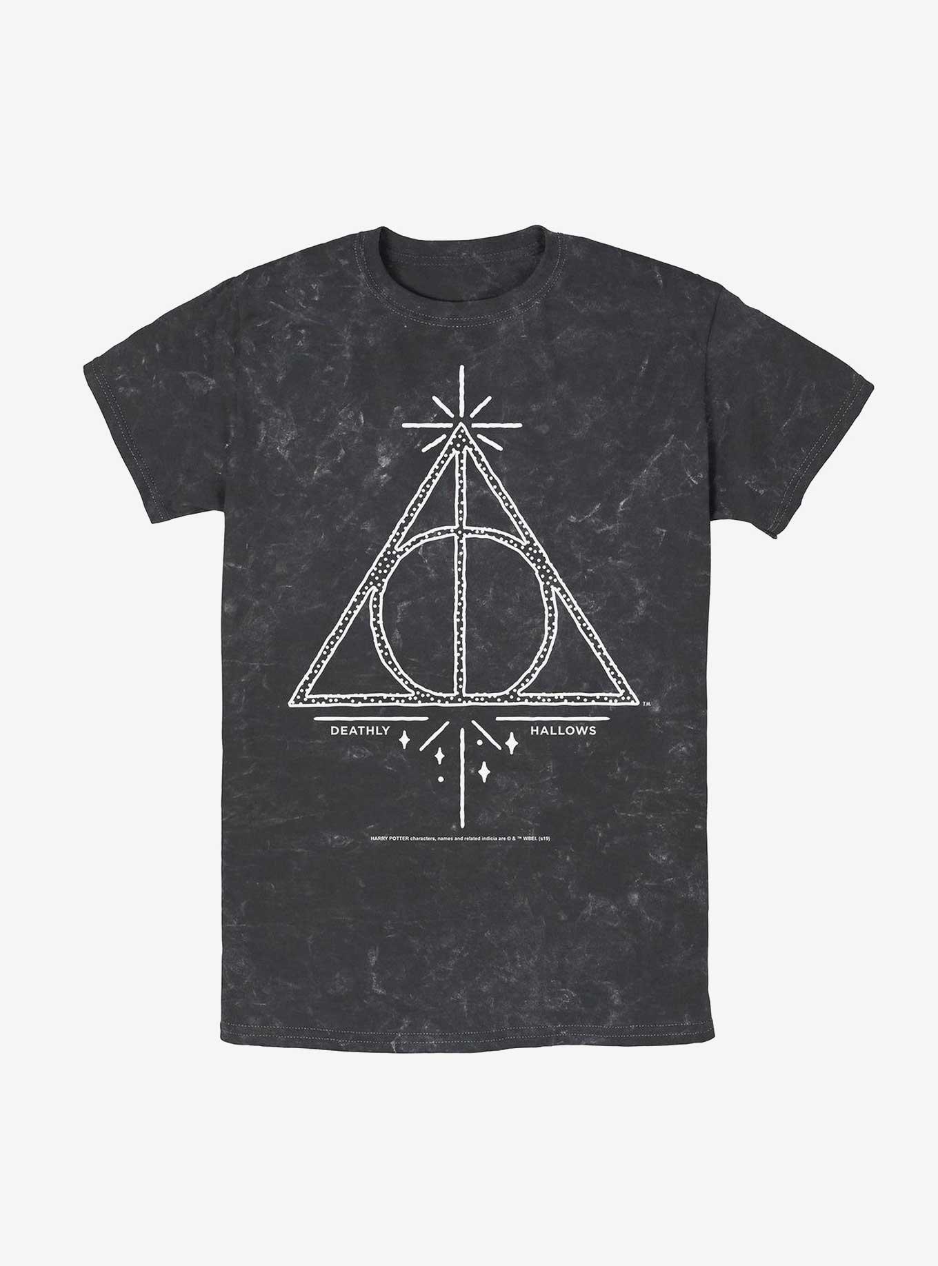 Harry Potter Deathly Hallows Symbol Mineral Wash T-Shirt, BLACK, hi-res