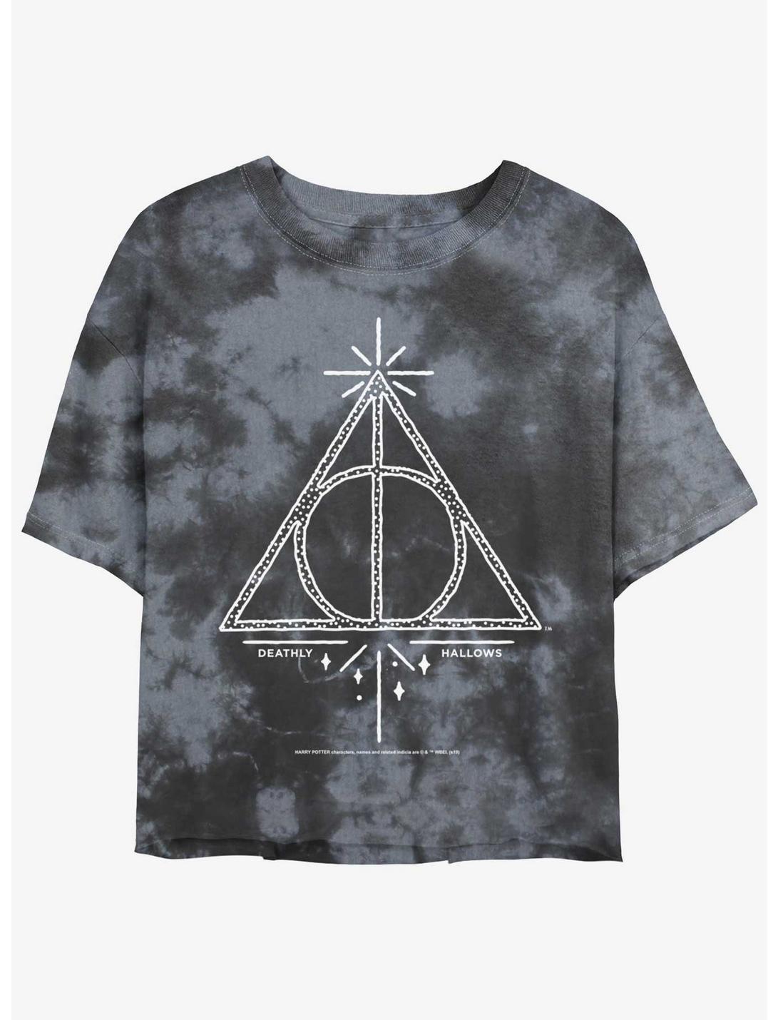 Harry Potter Deathly Hallows Symbol Girls Tie-Dye Crop T-Shirt, BLKCHAR, hi-res