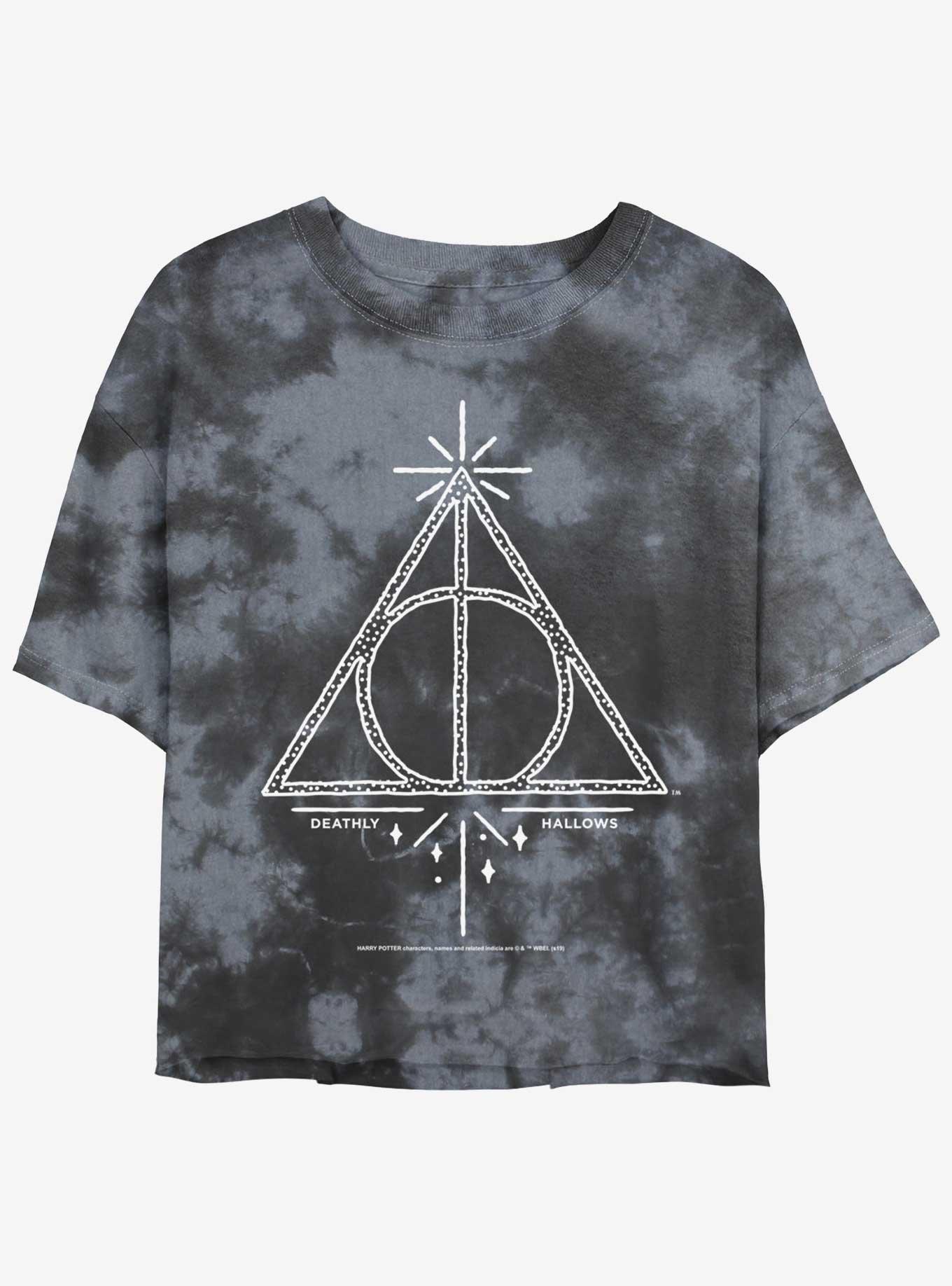 Harry Potter Deathly Hallows Symbol Girls Tie-Dye Crop T-Shirt, BLKCHAR, hi-res