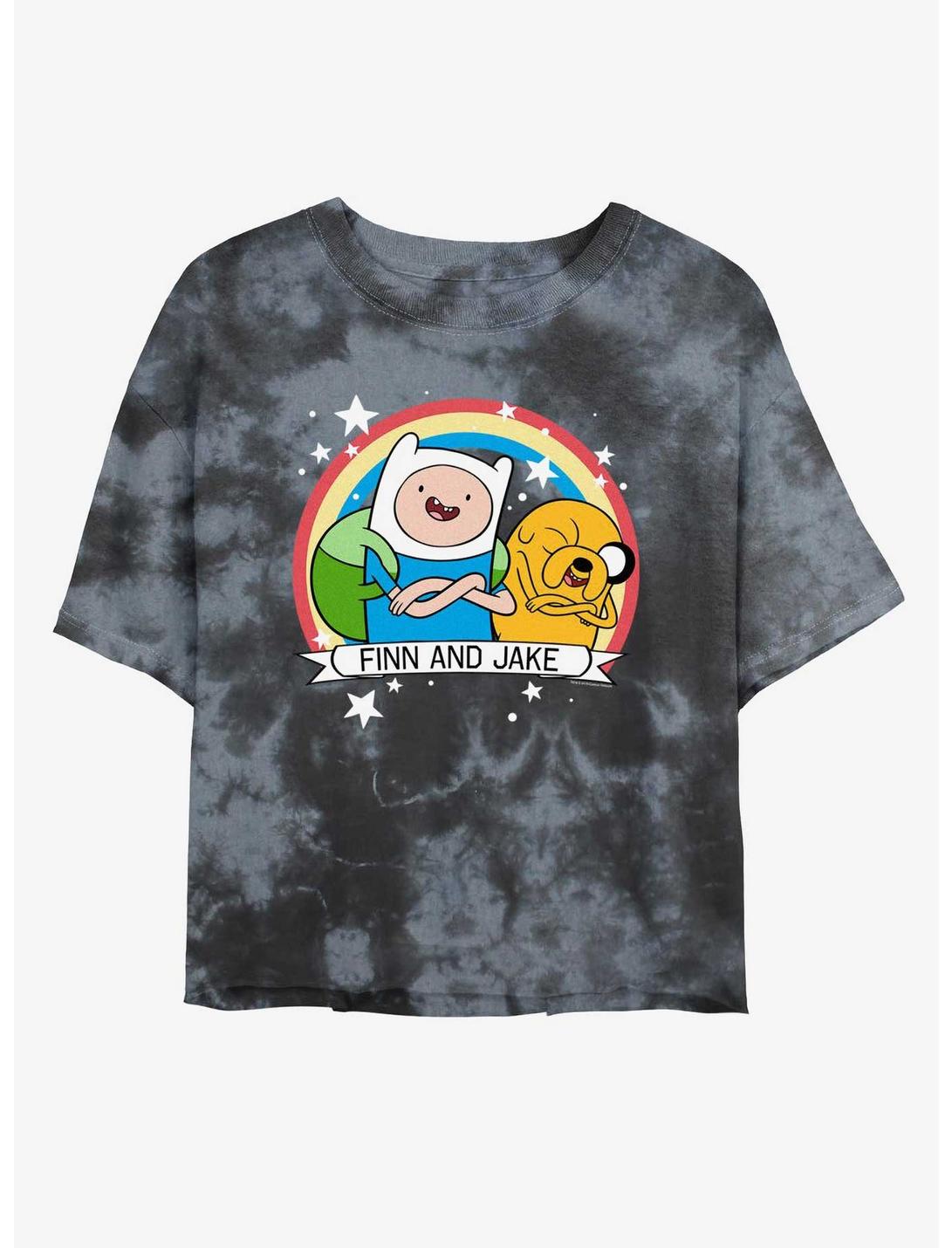 Adventure Time Jake & Finn Besties Forever Girls Tie-Dye Crop T-Shirt, BLKCHAR, hi-res