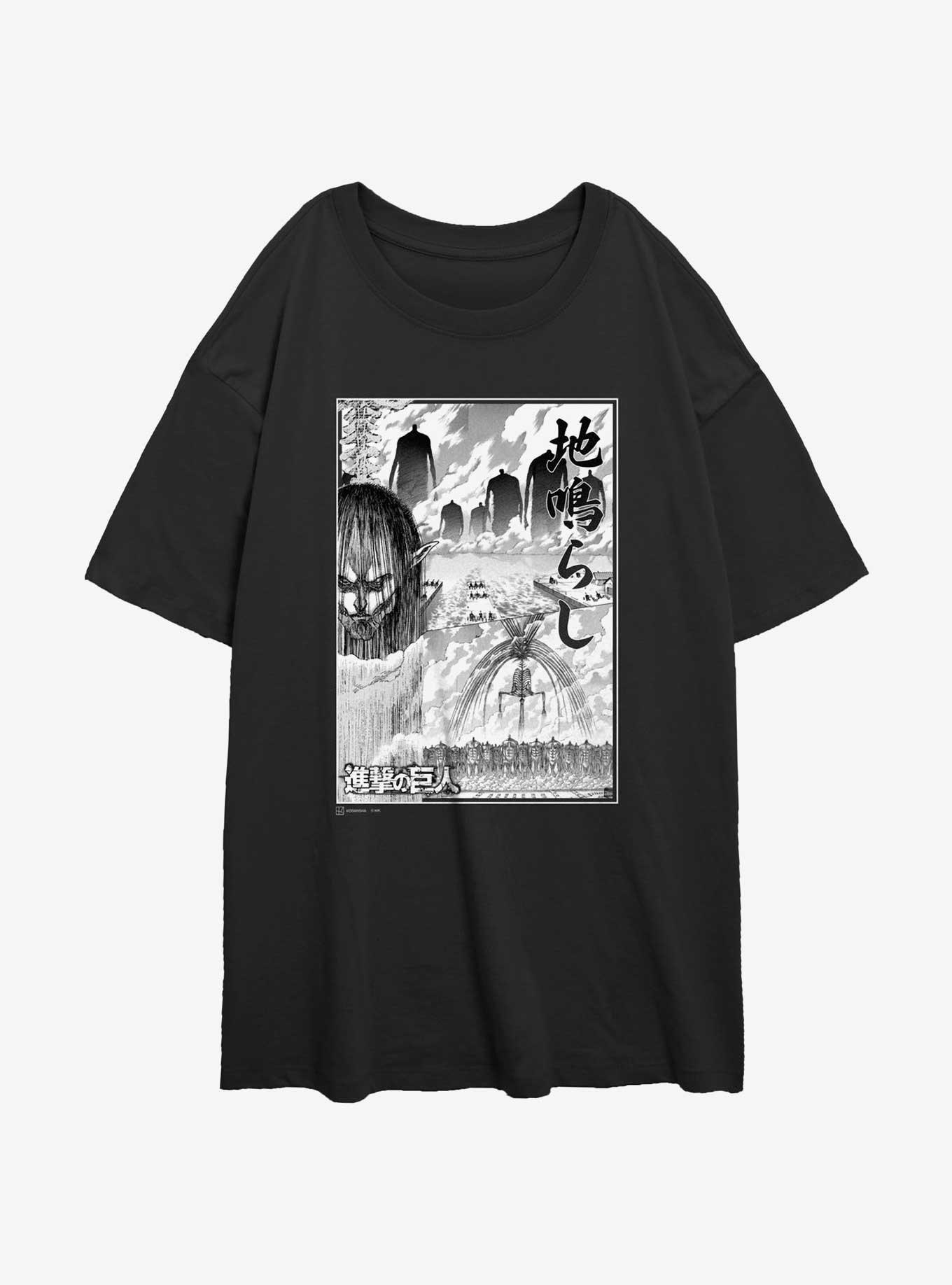 Attack on Titan The Rumbling Poster Girls Oversized T-Shirt, BLACK, hi-res