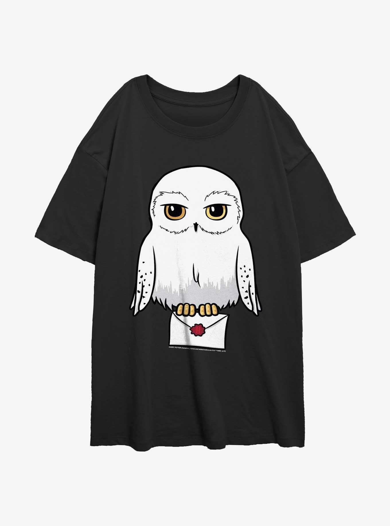 Harry Potter Anime Hedwig Mail Girls Oversized T-Shirt, BLACK, hi-res