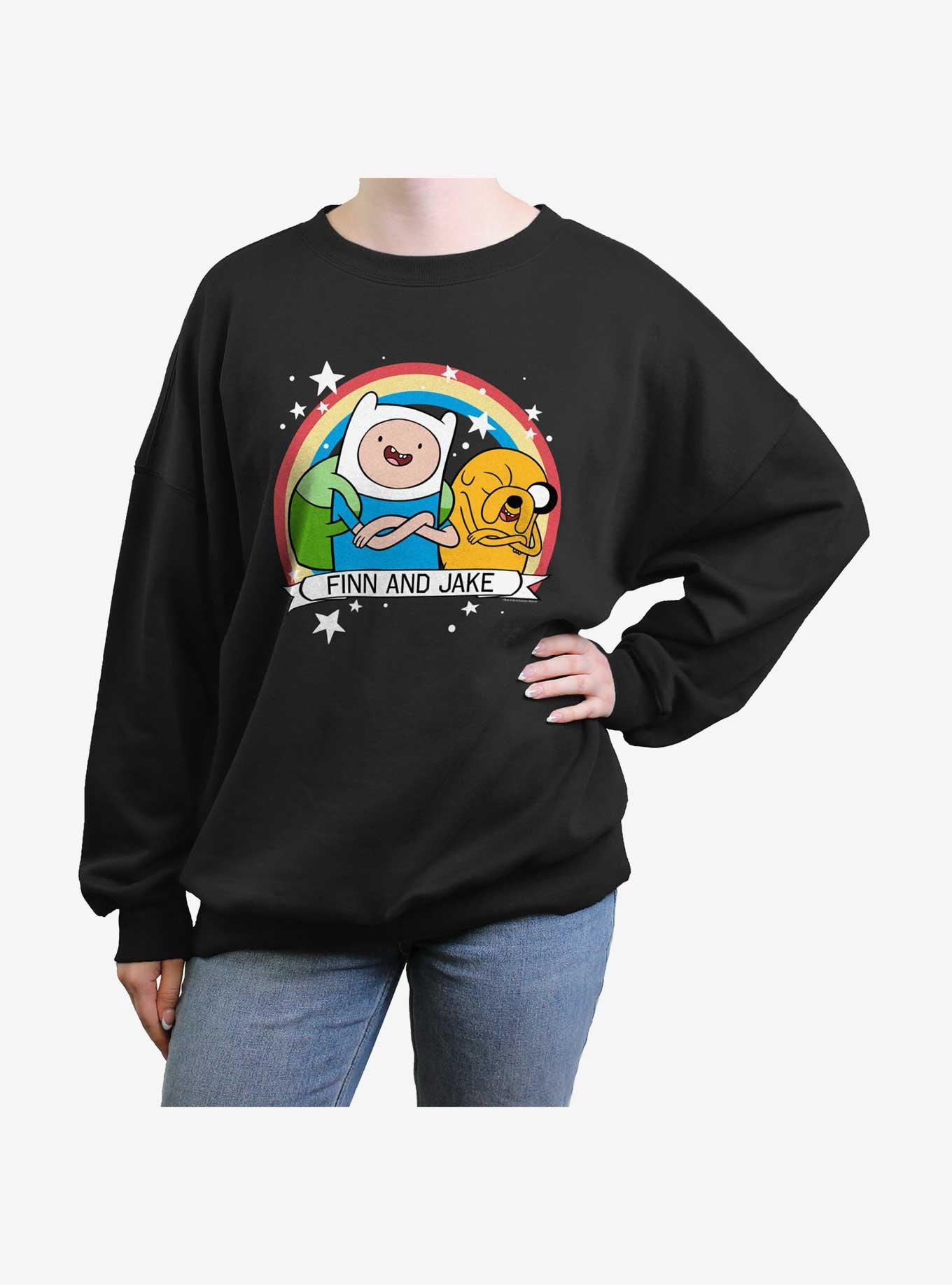 Adventure Time Jake & Finn Besties Forever Girls Oversized Sweatshirt, BLACK, hi-res