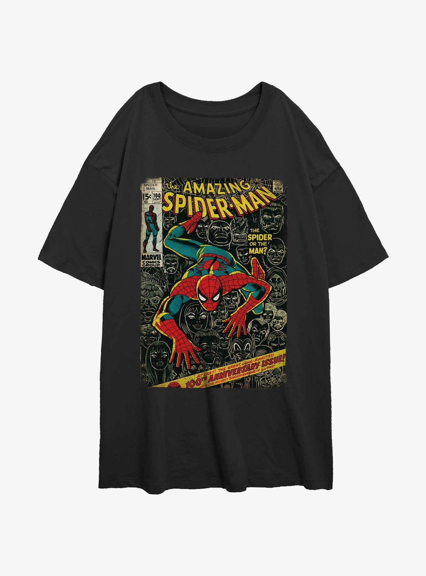 Marvel Spider-Man Spidey Frontcover Girls Oversized T-Shirt, BLACK, hi-res