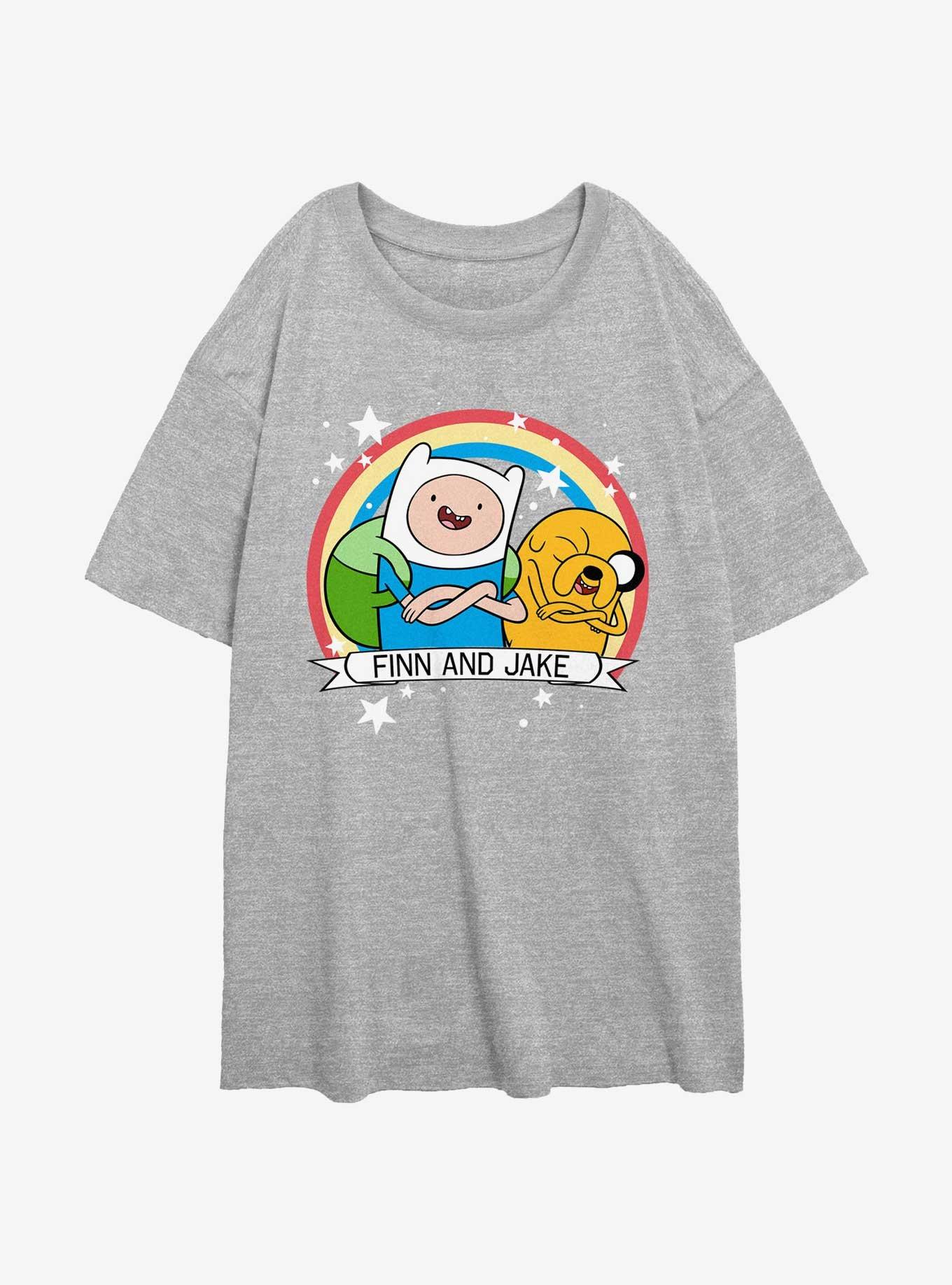 Adventure Time Jake & Finn Besties Forever Girls Oversized T-Shirt, ATH HTR, hi-res