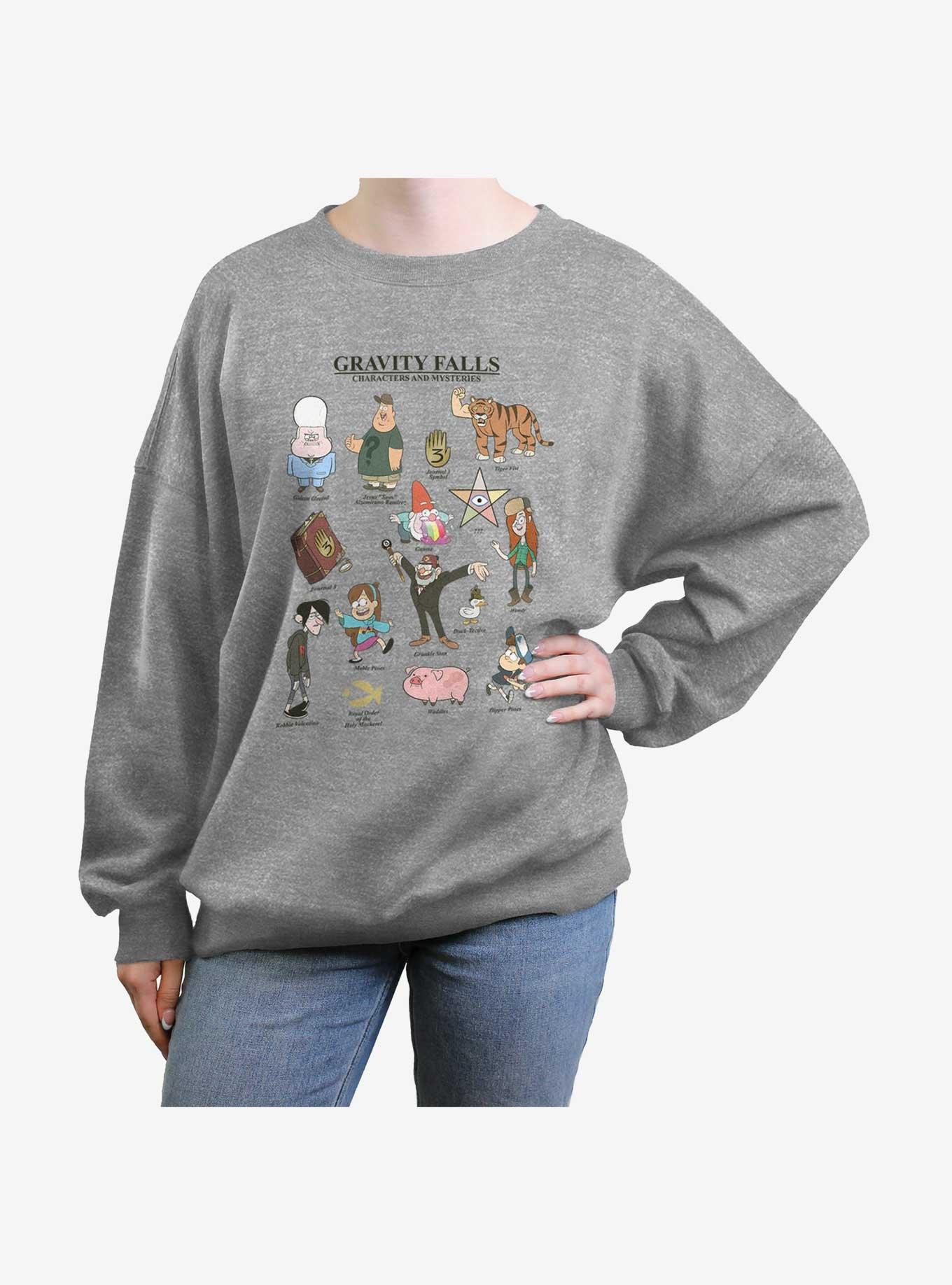 Disney Gravity Falls Characters & Mysteries Girls Oversized Sweatshirt, HEATHER GR, hi-res