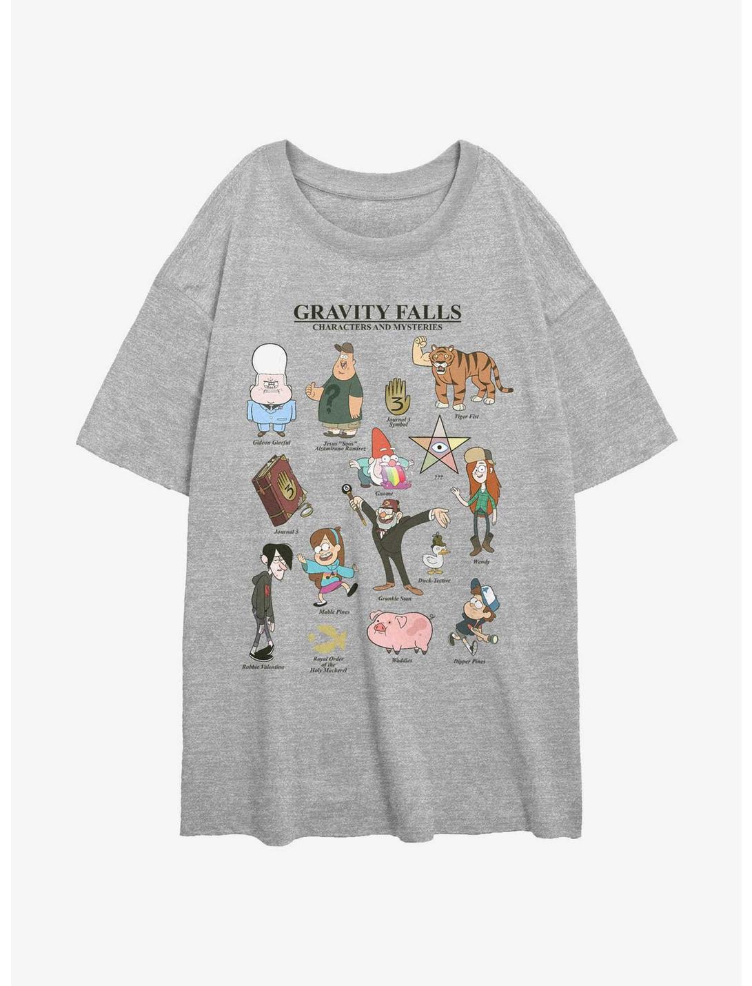 Disney Gravity Falls Characters & Mysteries Girls Oversized T-Shirt, ATH HTR, hi-res