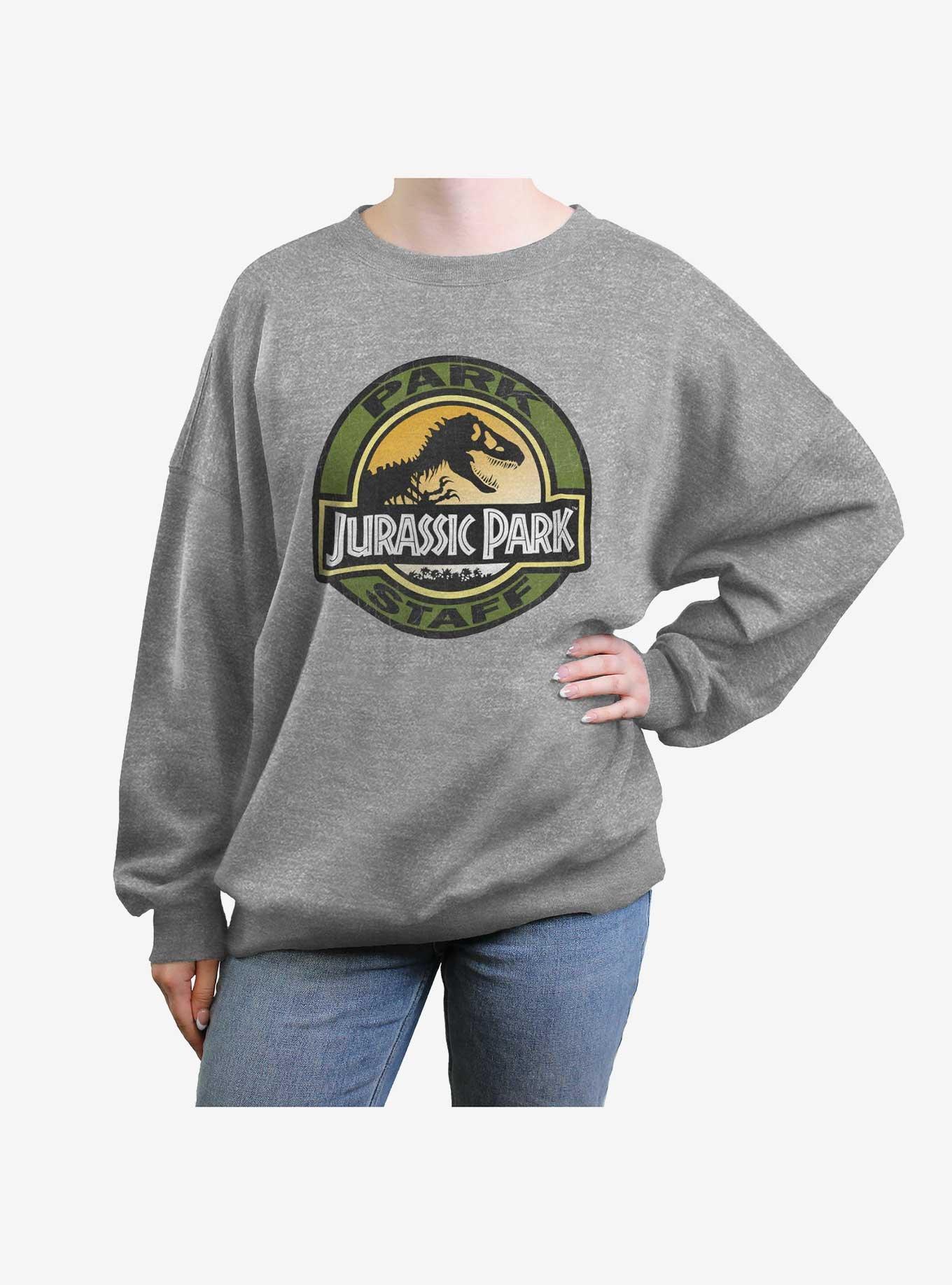 Jurassic Park Staff Girls Oversized Sweatshirt, HEATHER GR, hi-res