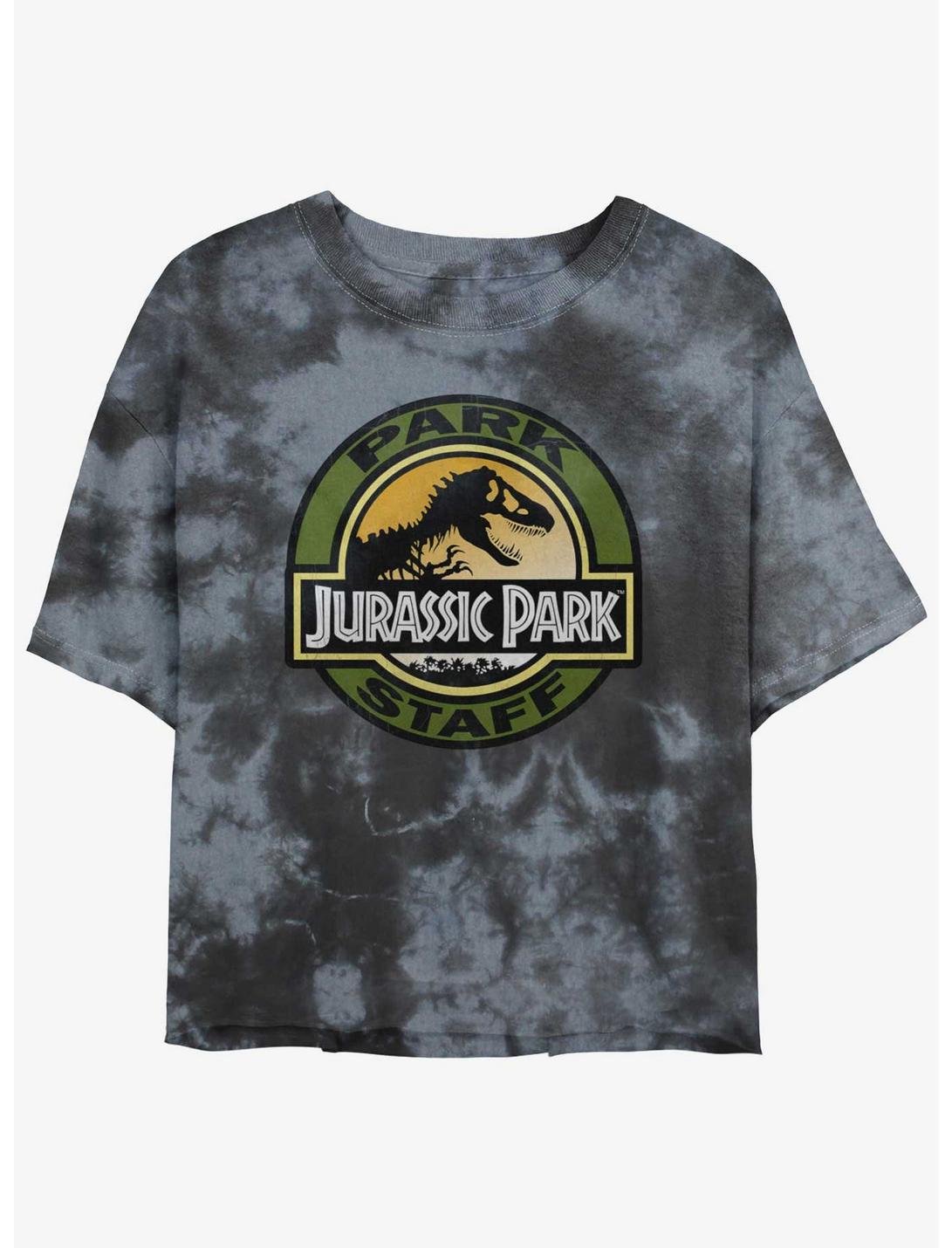 Jurassic Park Park Staff Womens Tie-Dye Crop T-Shirt, BLKCHAR, hi-res