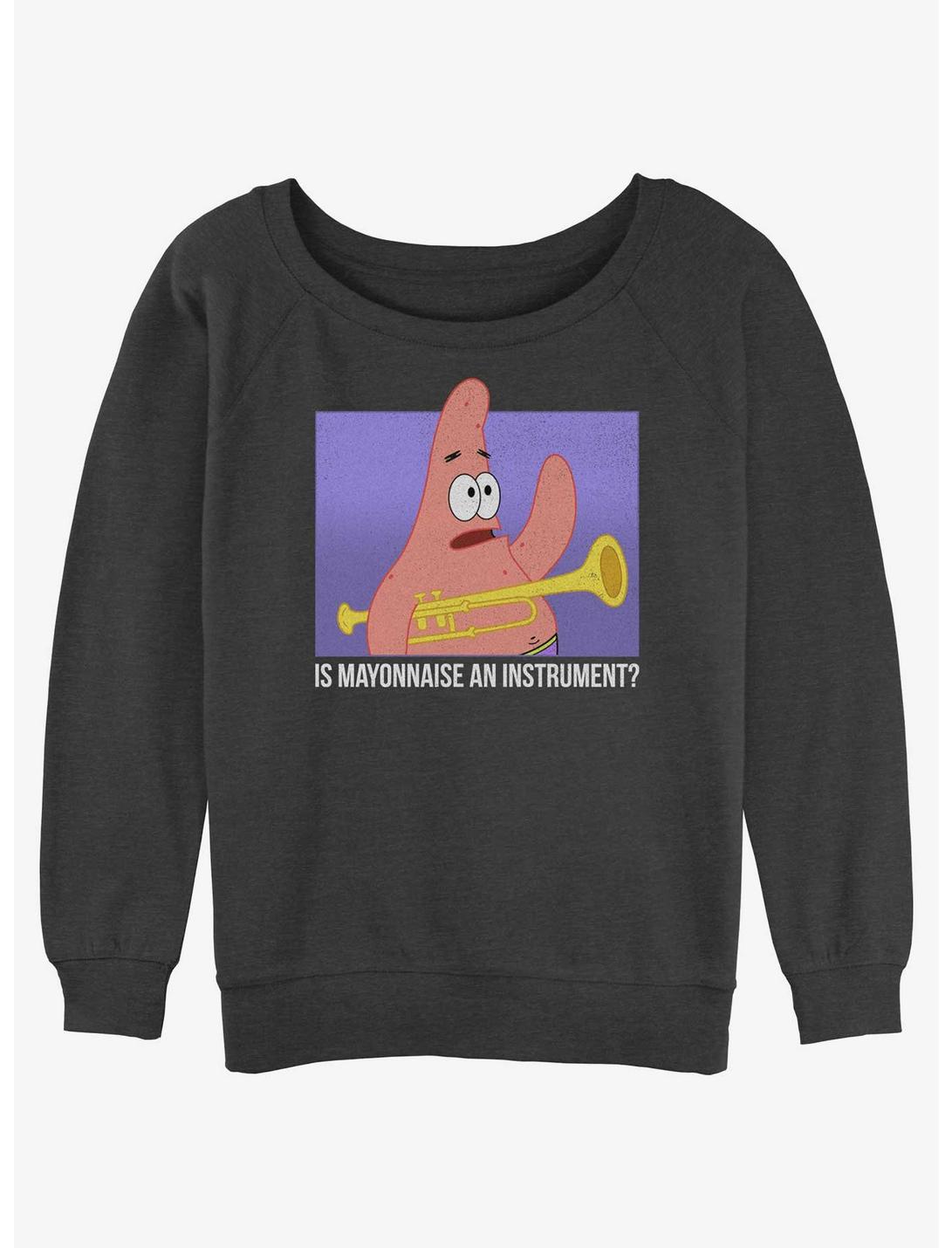 Spongebob Squarepants Patrick Is Mayonnaise An Instrument Womens Slouchy Sweatshirt, CHAR HTR, hi-res