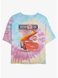 Disney Pixar Cars Retro McQueen Speedway Womens Tie-Dye Crop T-Shirt, BLUPNKLY, hi-res