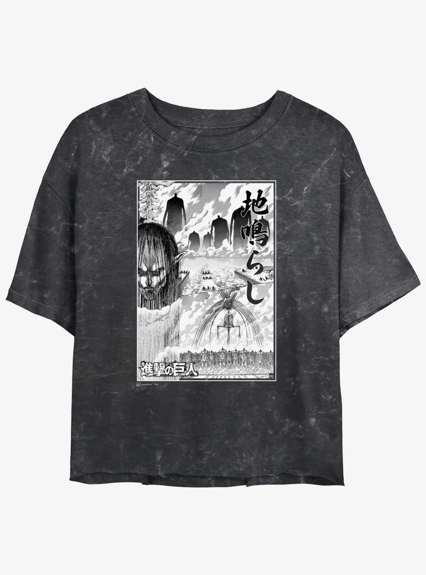 Attack on Titan The Rumbling Poster Womens Mineral Wash Crop T-Shirt, , hi-res